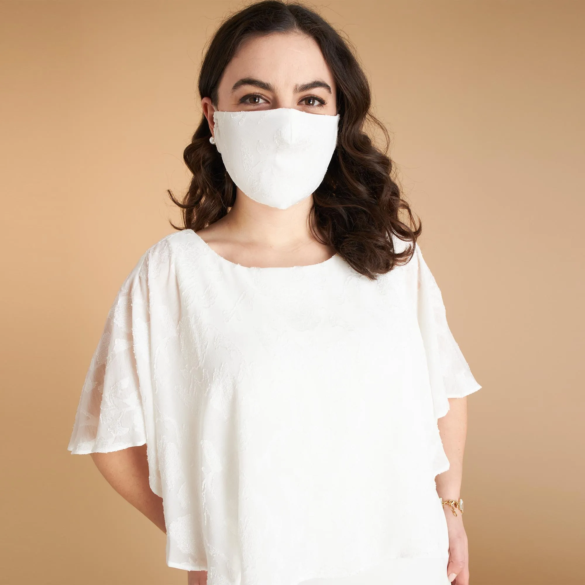 White Burnout Chiffon Face Mask sold by connected apparel product image thumbnail 2
