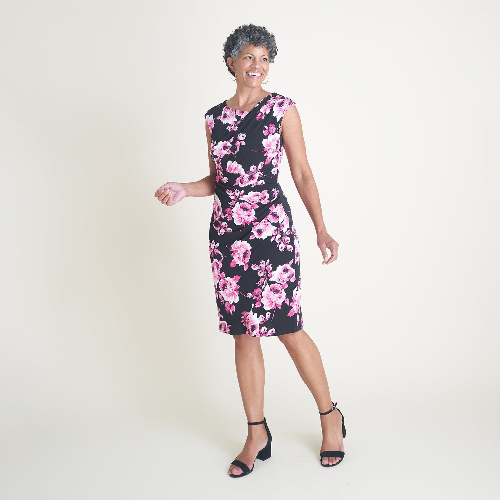 Carrie Fuchsia Asymmetrical Wrap Dress sold by connected apparel