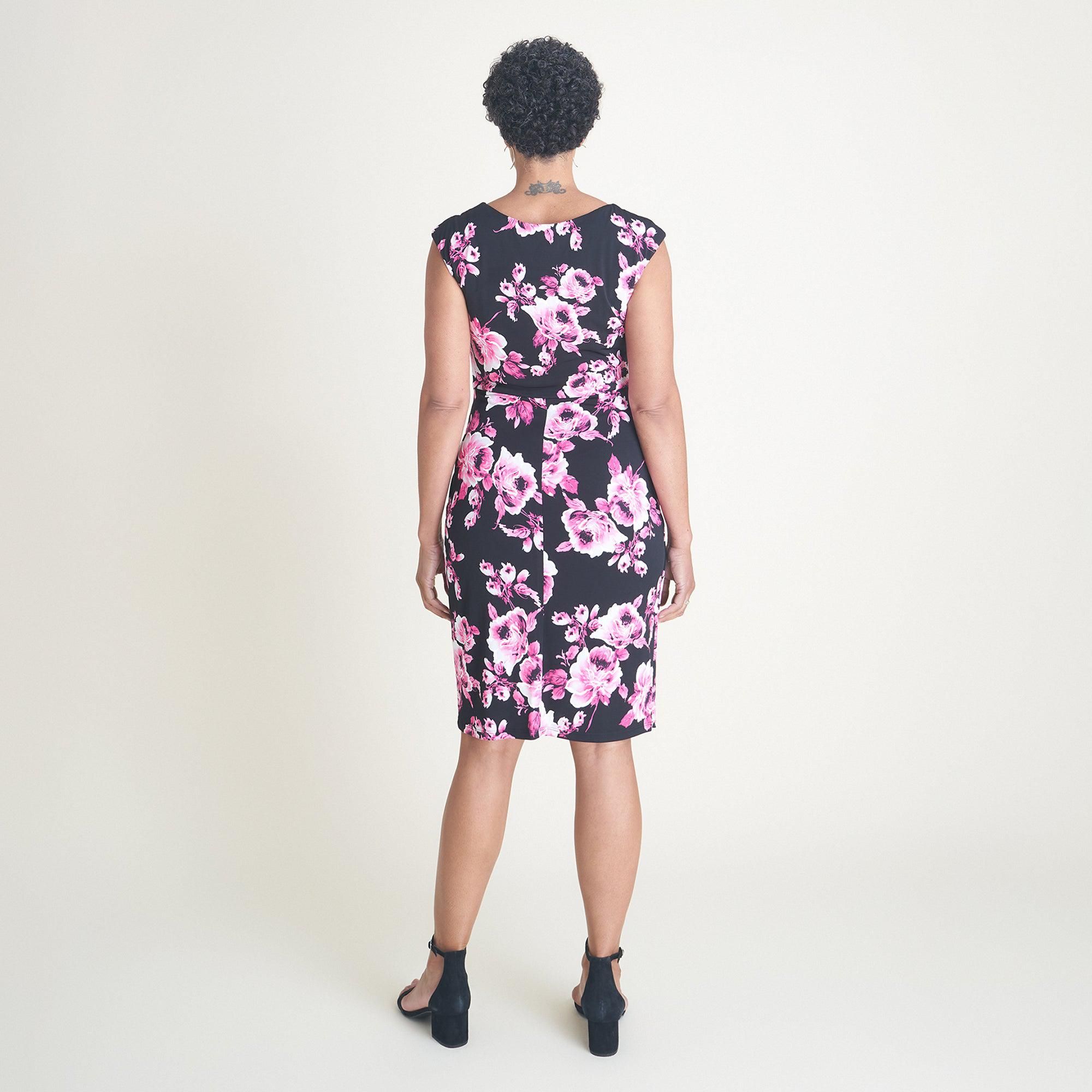 Carrie Fuchsia Asymmetrical Wrap Dress sold by connected apparel product image thumbnail 3