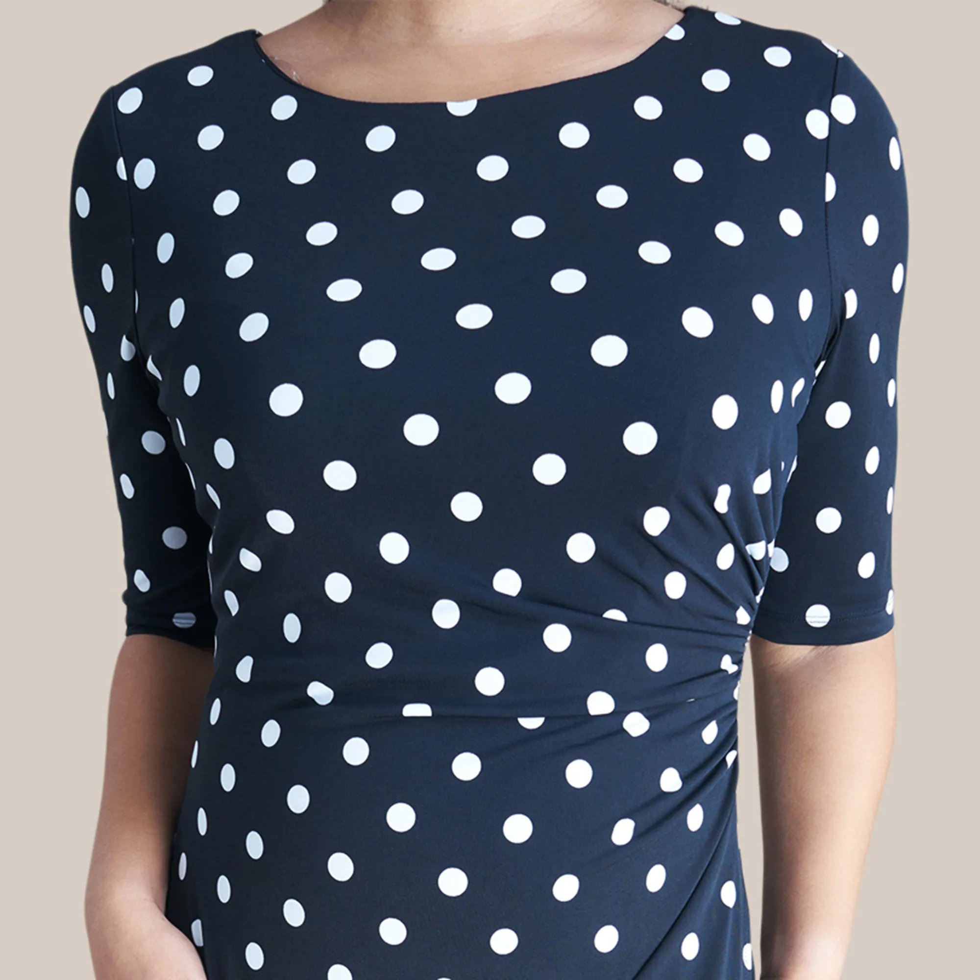 Liz Black Polka Dot Faux Wrap Dress sold by connected apparel product image thumbnail 4