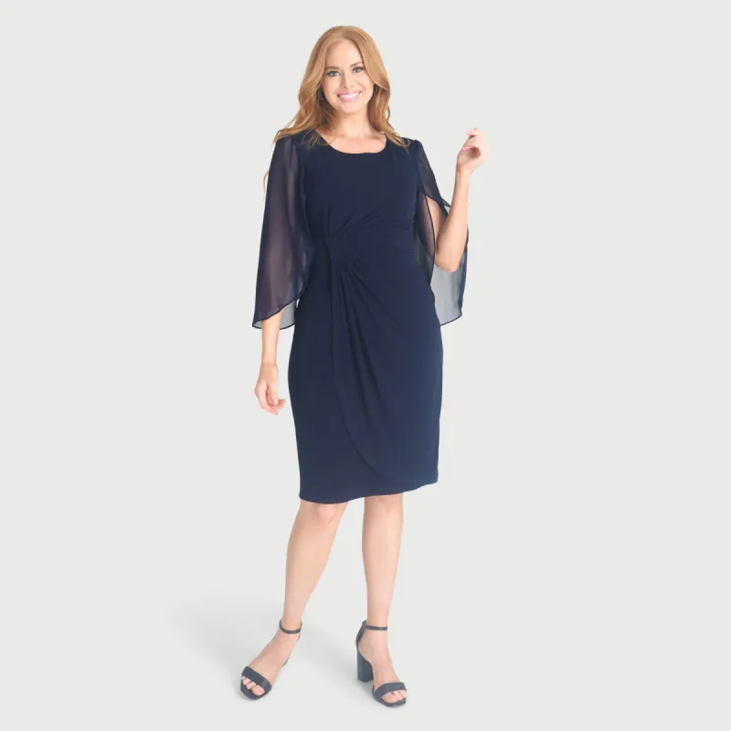 Lisette Navy Faux Wrap Dress sold by connected apparel