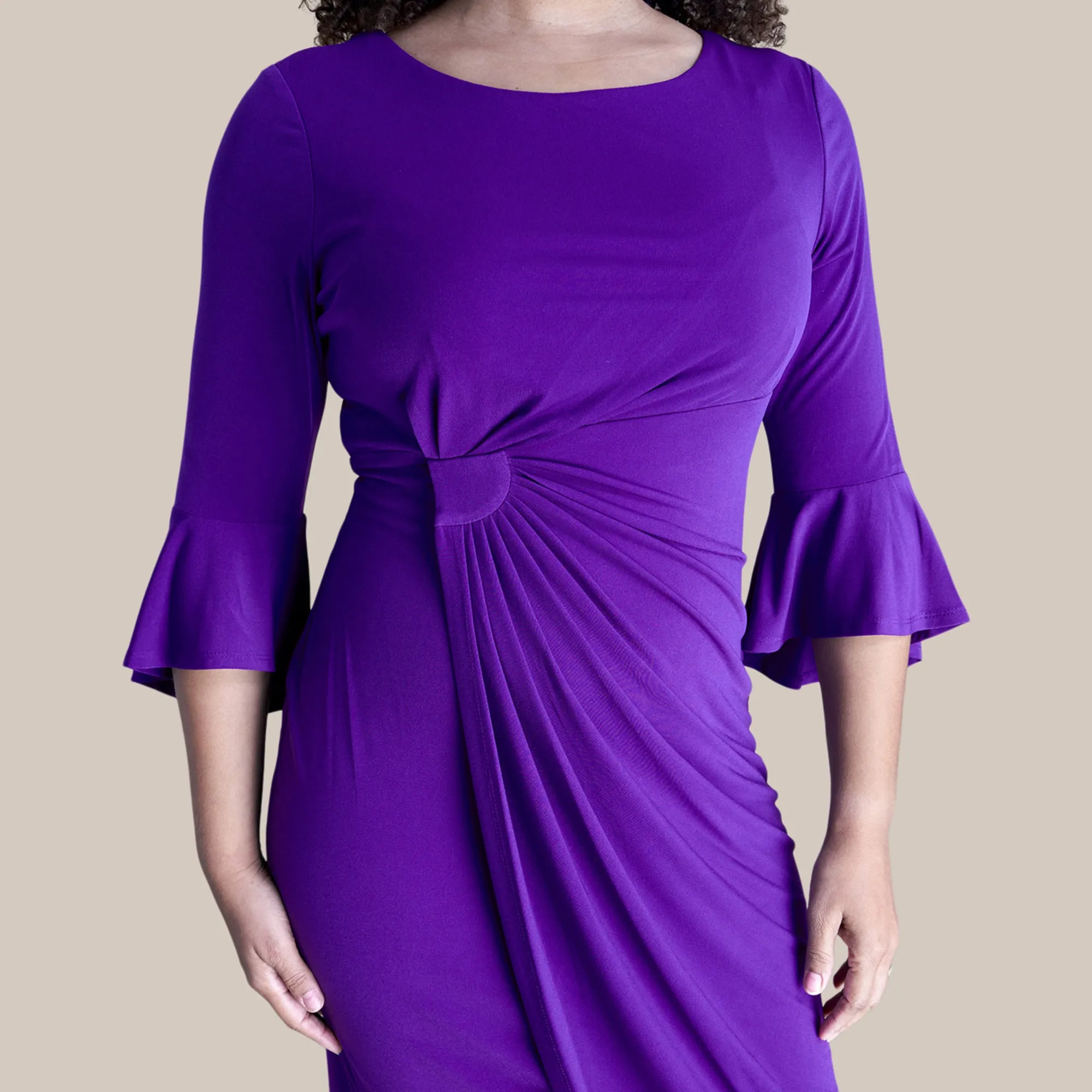 Lisa 2.0 Dark Purple Faux Wrap Dress sold by connected apparel product image thumbnail 3