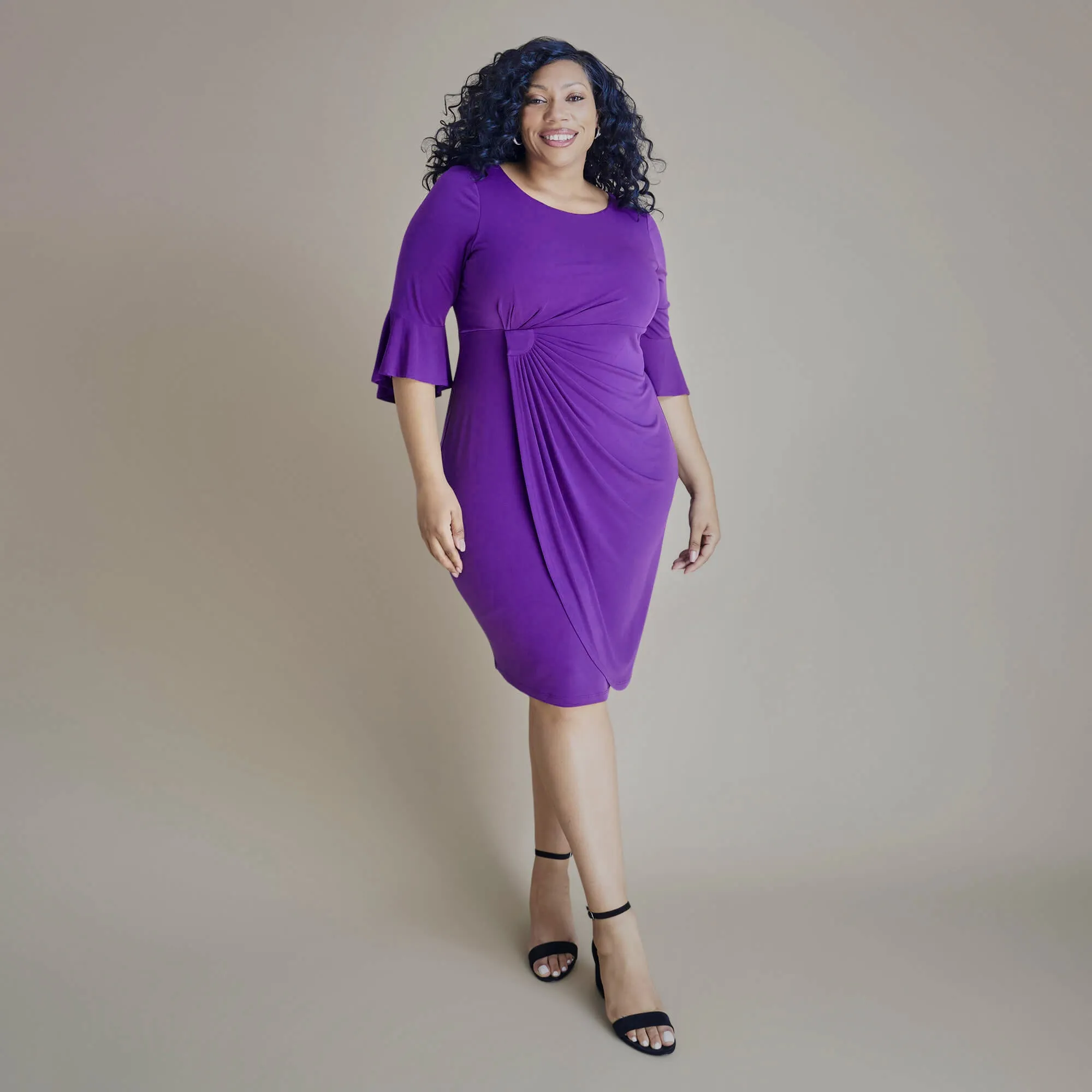 Lisa 2.0 Dark Purple Faux Wrap Dress sold by connected apparel product image thumbnail 4