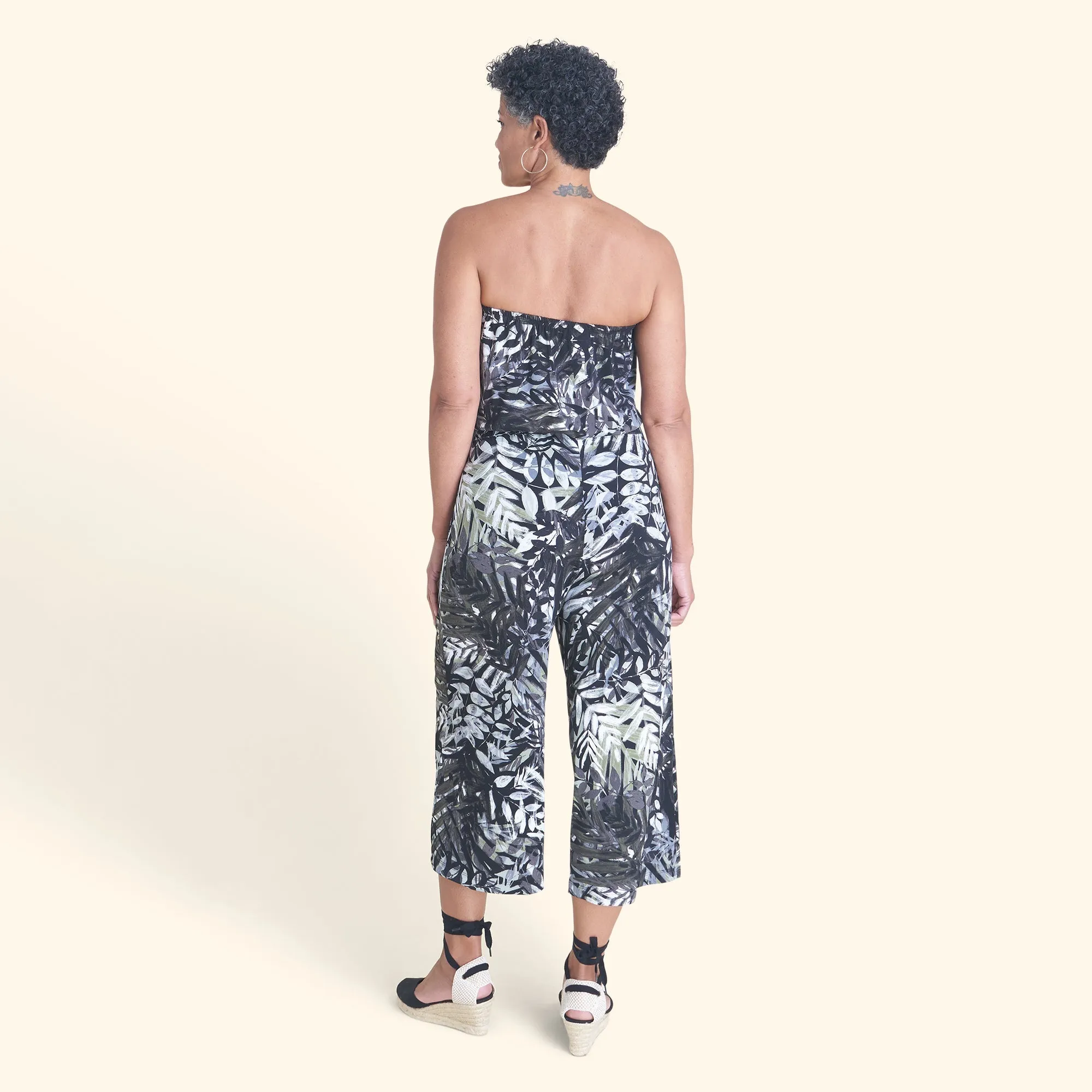 Melissa Olive Leaf Print Strapless Jumpsuit sold by connected apparel product image thumbnail 2