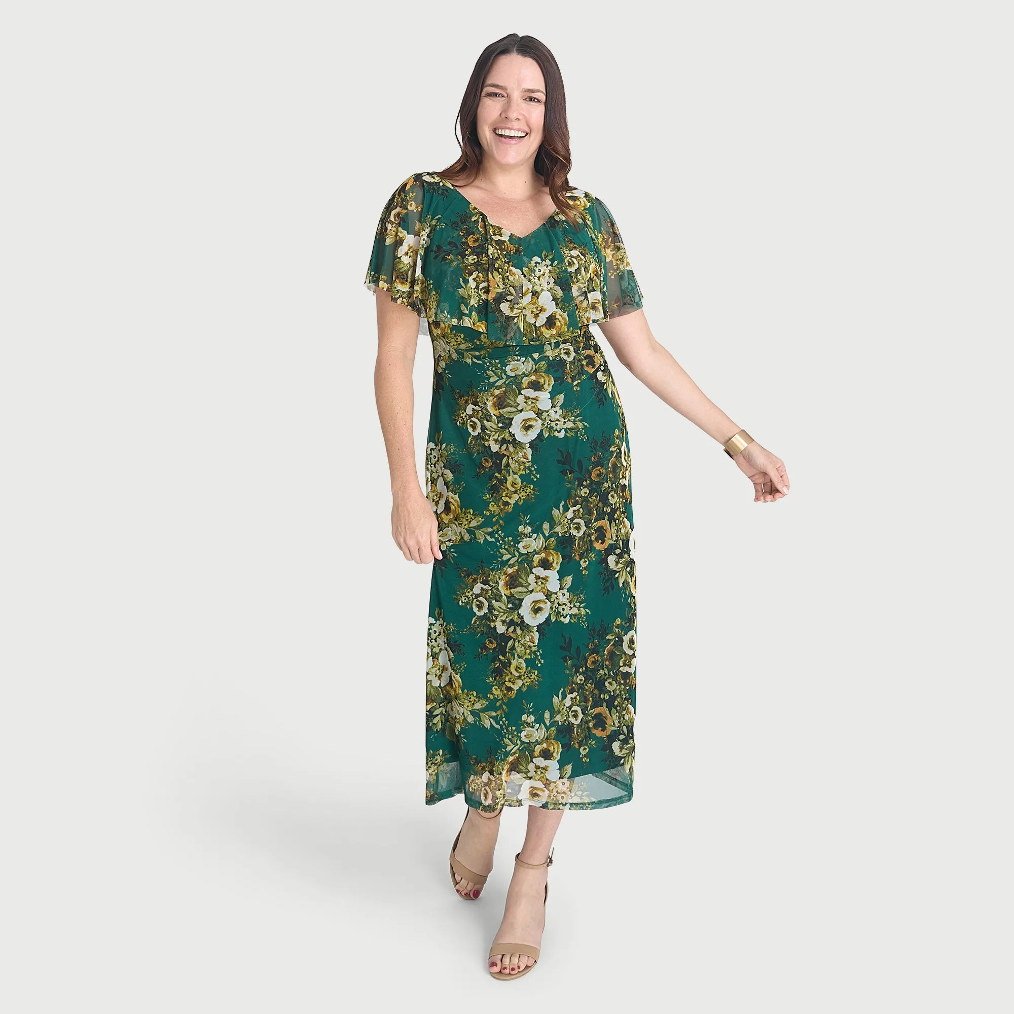 Sunny Evergreen Floral Midi Dress sold by connected apparel product image thumbnail 2