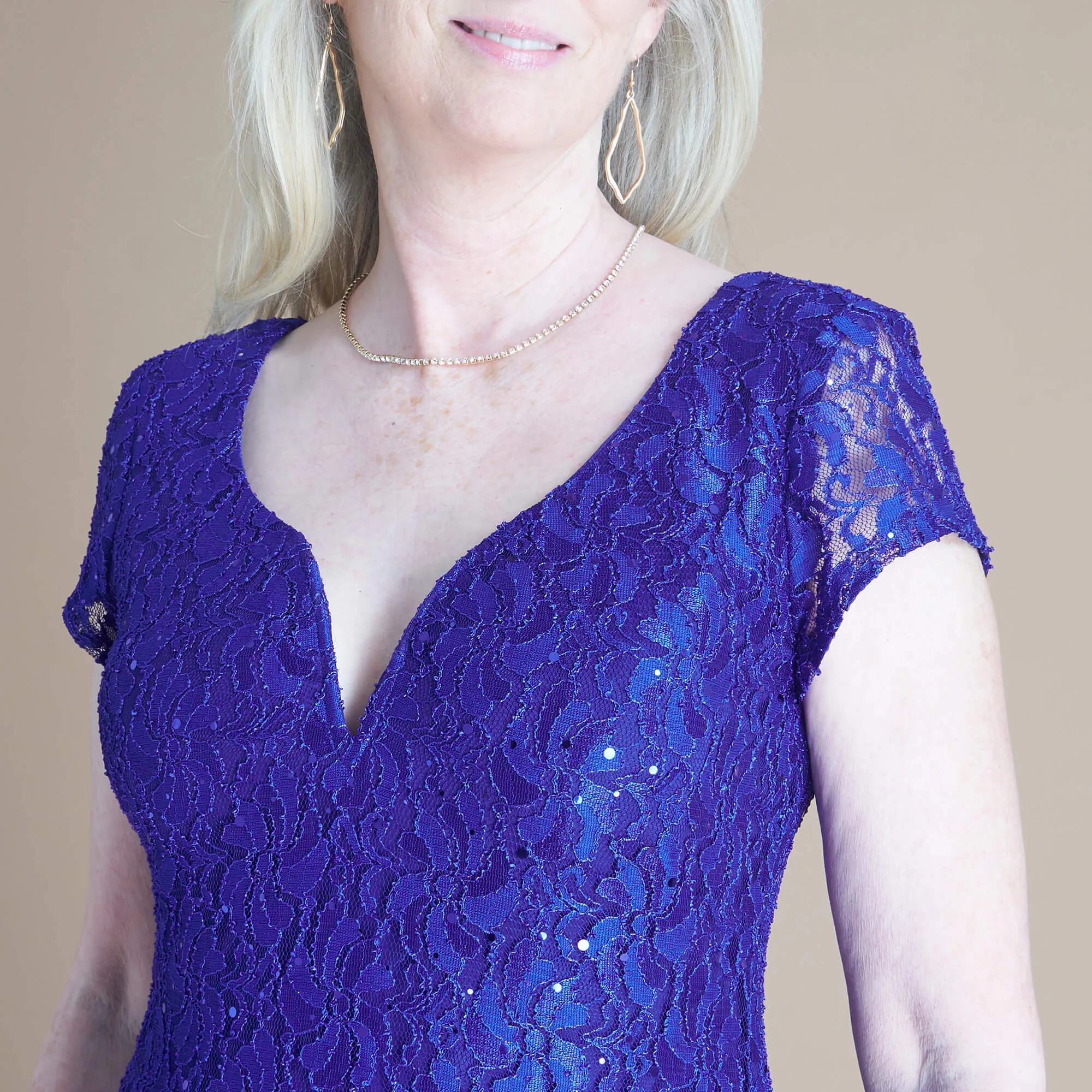 Grace Cobalt Sequin Lace Dress sold by connected apparel product image thumbnail 3