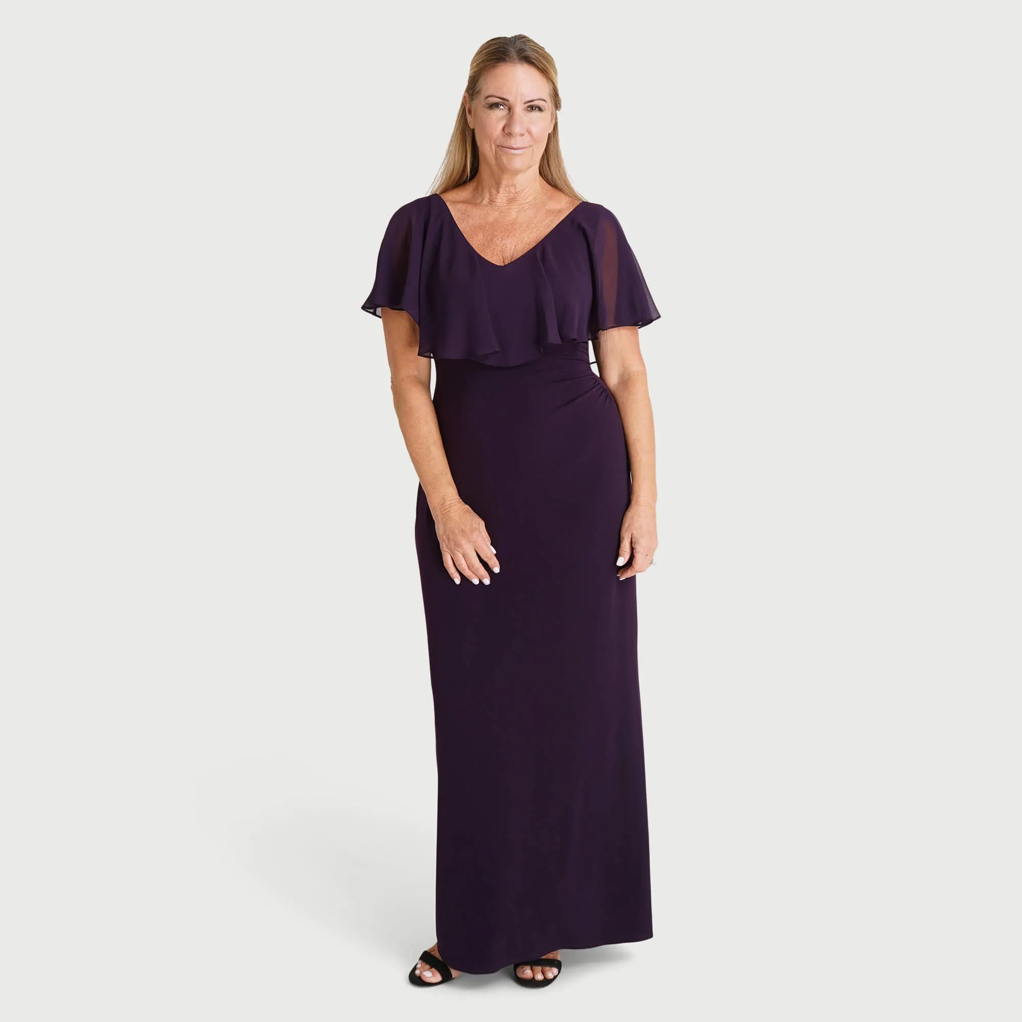 Sunny Aubergine Floor Length Dress sold by connected apparel