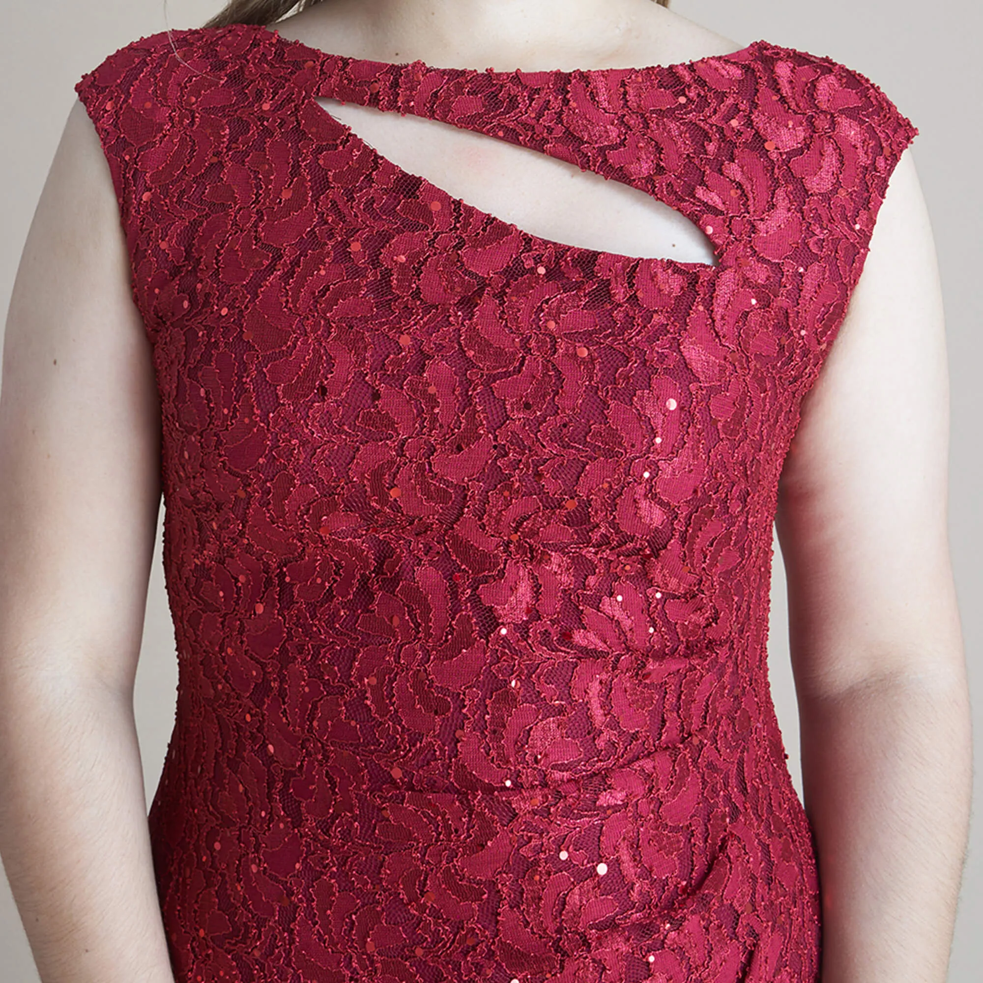 Eliza Scarlet Red Sequin Lace Dress sold by connected apparel product image thumbnail 3