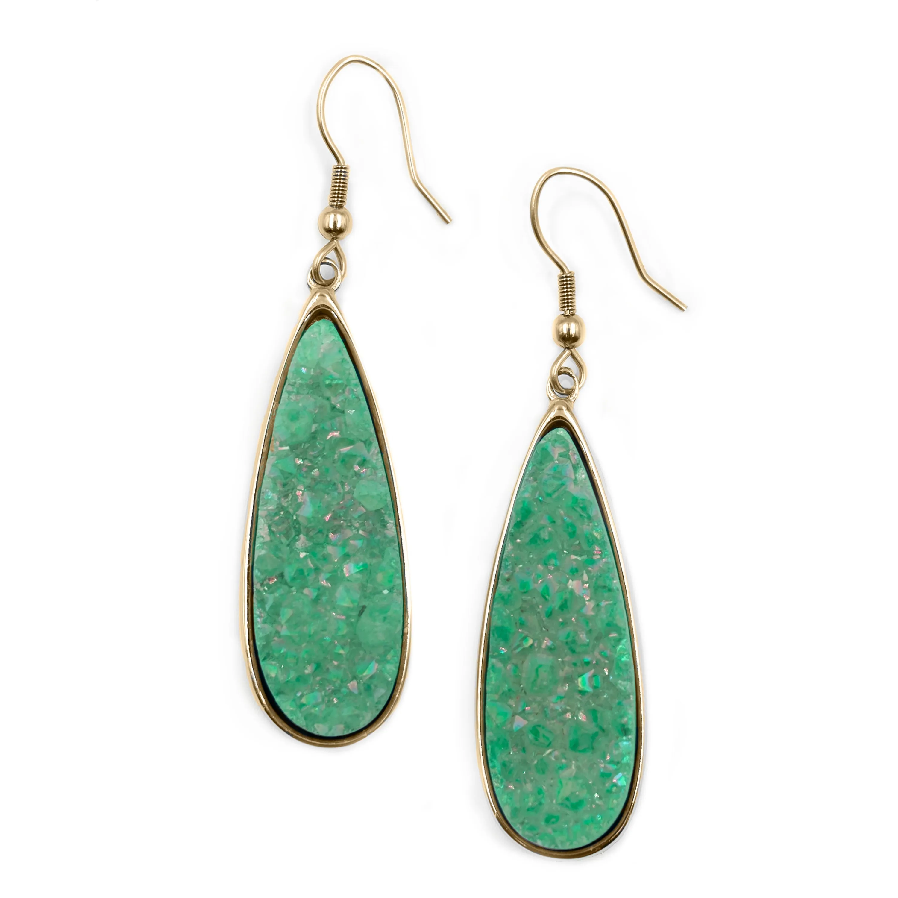 Druzy Collection - Jade Quartz Drop Earrings sold by connected apparel
