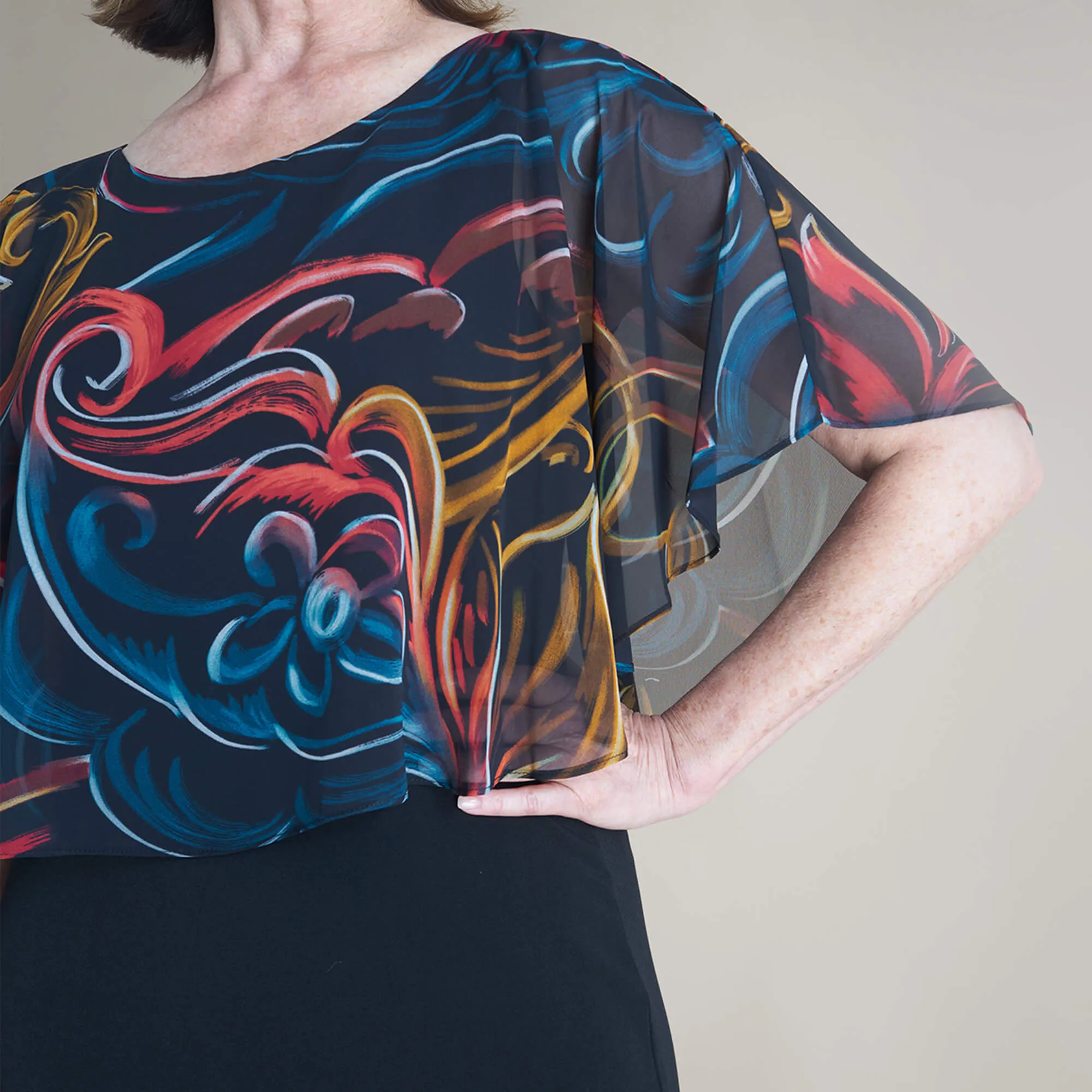 Alyssa Rust Chiffon Cape Dress sold by connected apparel product image thumbnail 2