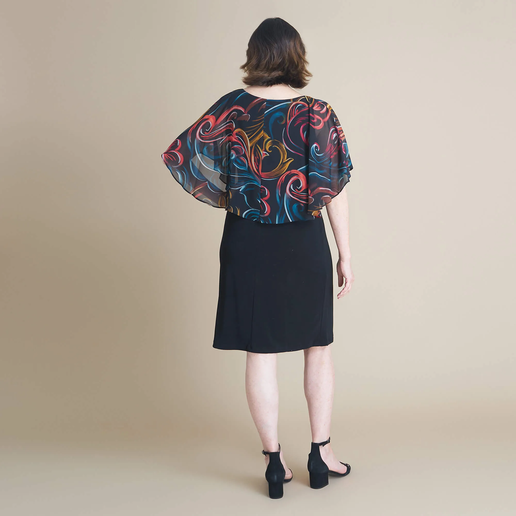 Alyssa Rust Chiffon Cape Dress sold by connected apparel product image thumbnail 3