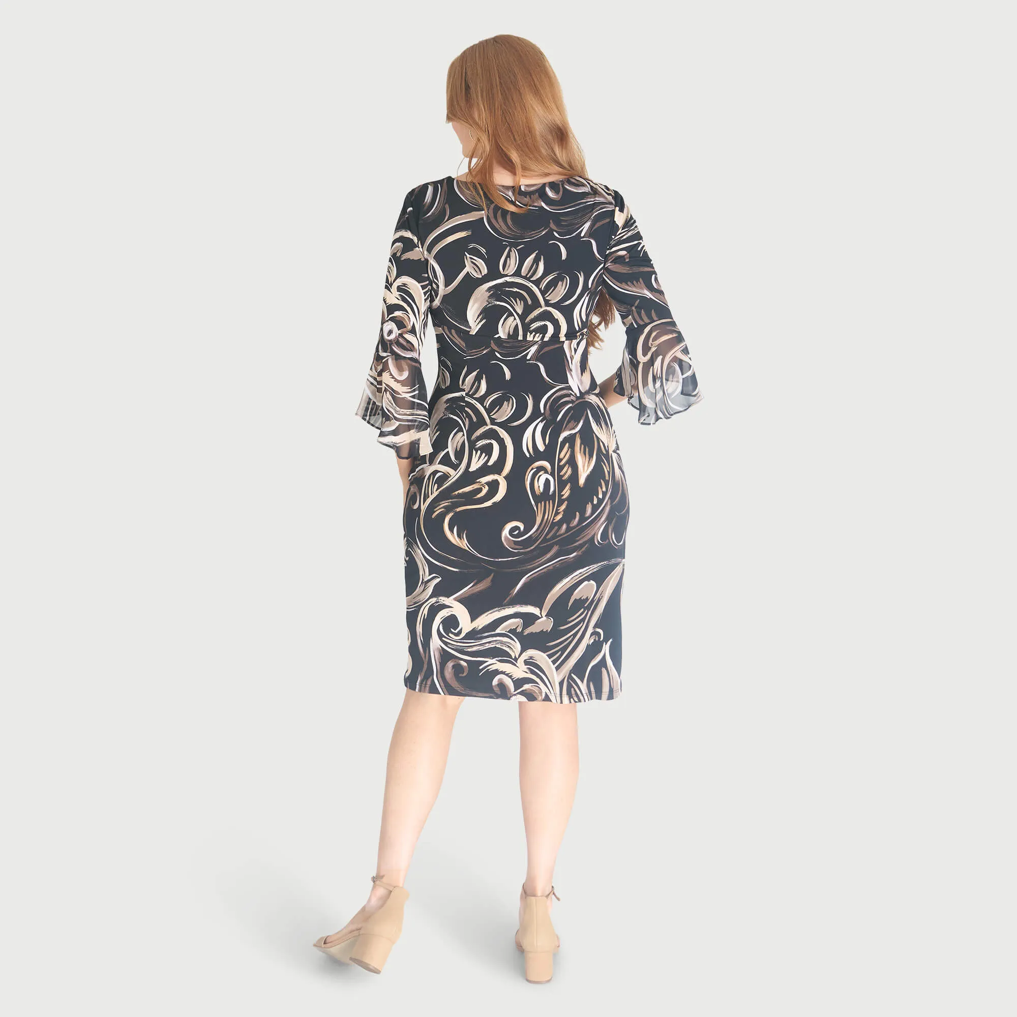 Lisa 2.0 Floral Taupe Faux Wrap Dress sold by connected apparel product image thumbnail 3
