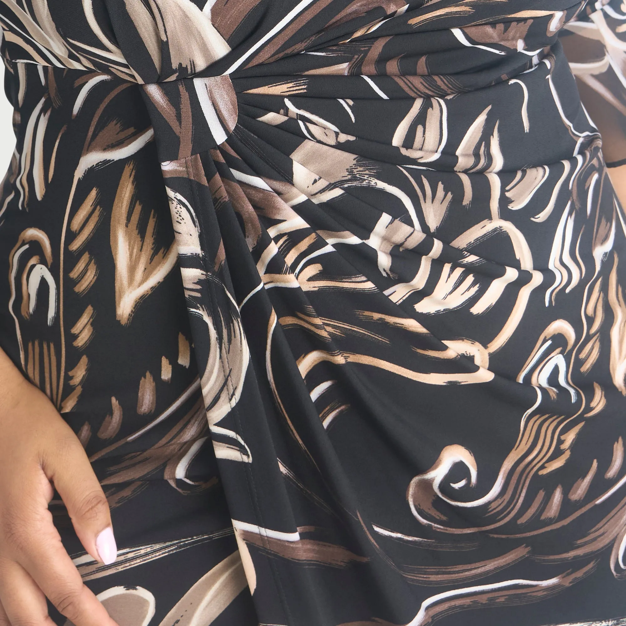 Lisa 2.0 Floral Taupe Faux Wrap Dress sold by connected apparel product image thumbnail 5