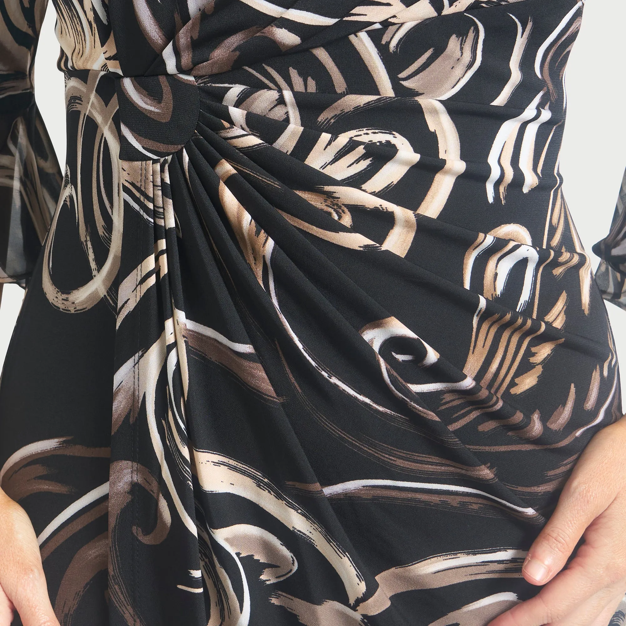 Lisa 2.0 Floral Taupe Faux Wrap Dress sold by connected apparel product image thumbnail 2