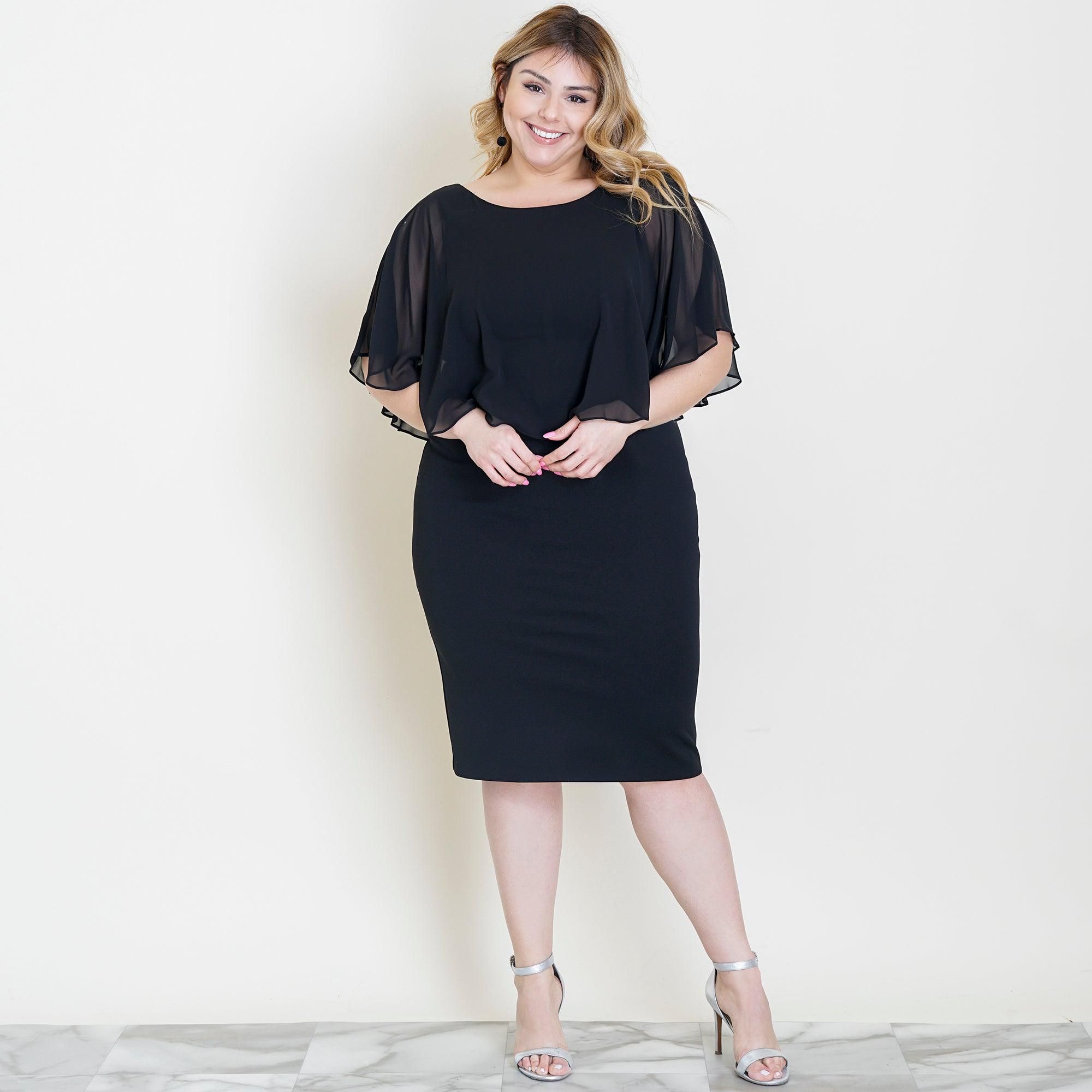 Elsa Black Midi Capelet Dress sold by connected apparel product image thumbnail 4