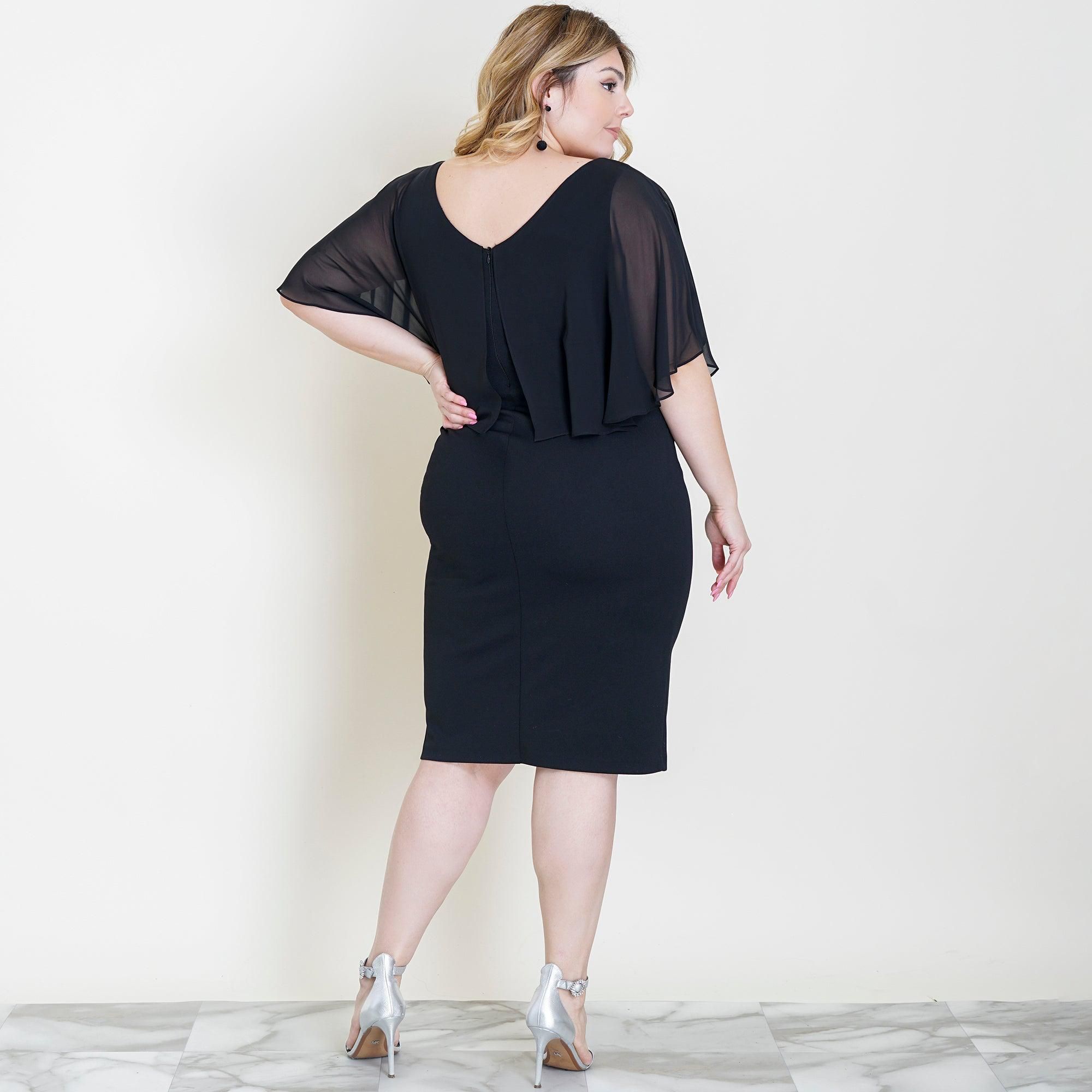 Elsa Black Midi Capelet Dress sold by connected apparel product image thumbnail 3
