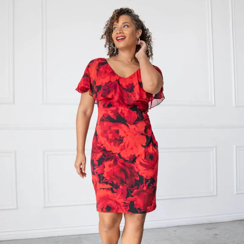Sunny Red Floral Bodycon Dress sold by connected apparel