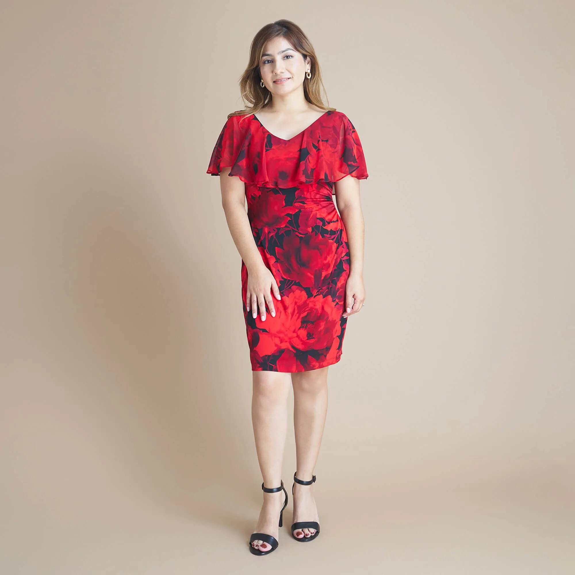 Sunny Red Floral Bodycon Dress sold by connected apparel product image thumbnail 2