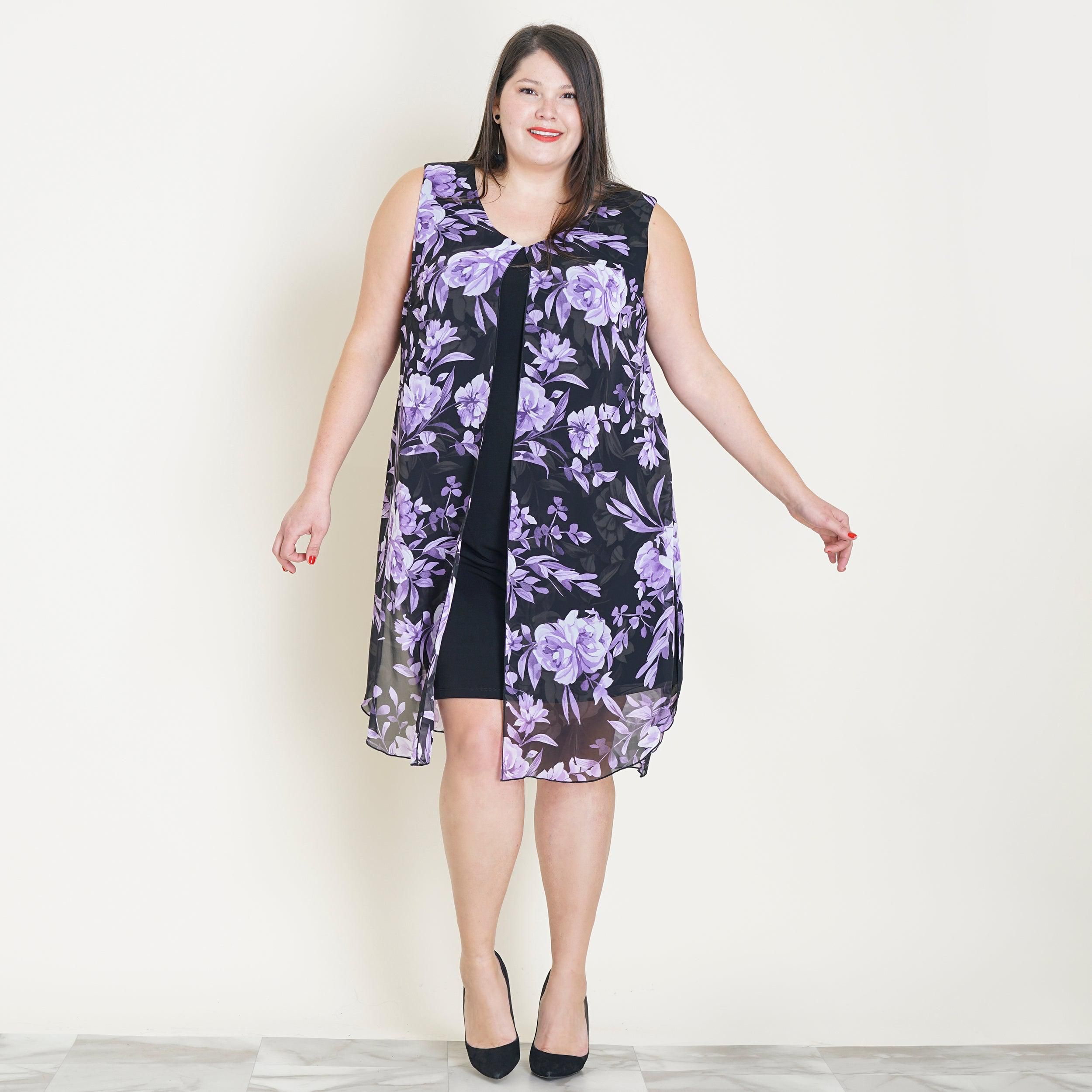 Candice Lilac Floral Chiffon Overlay Dress sold by connected apparel product image thumbnail 7