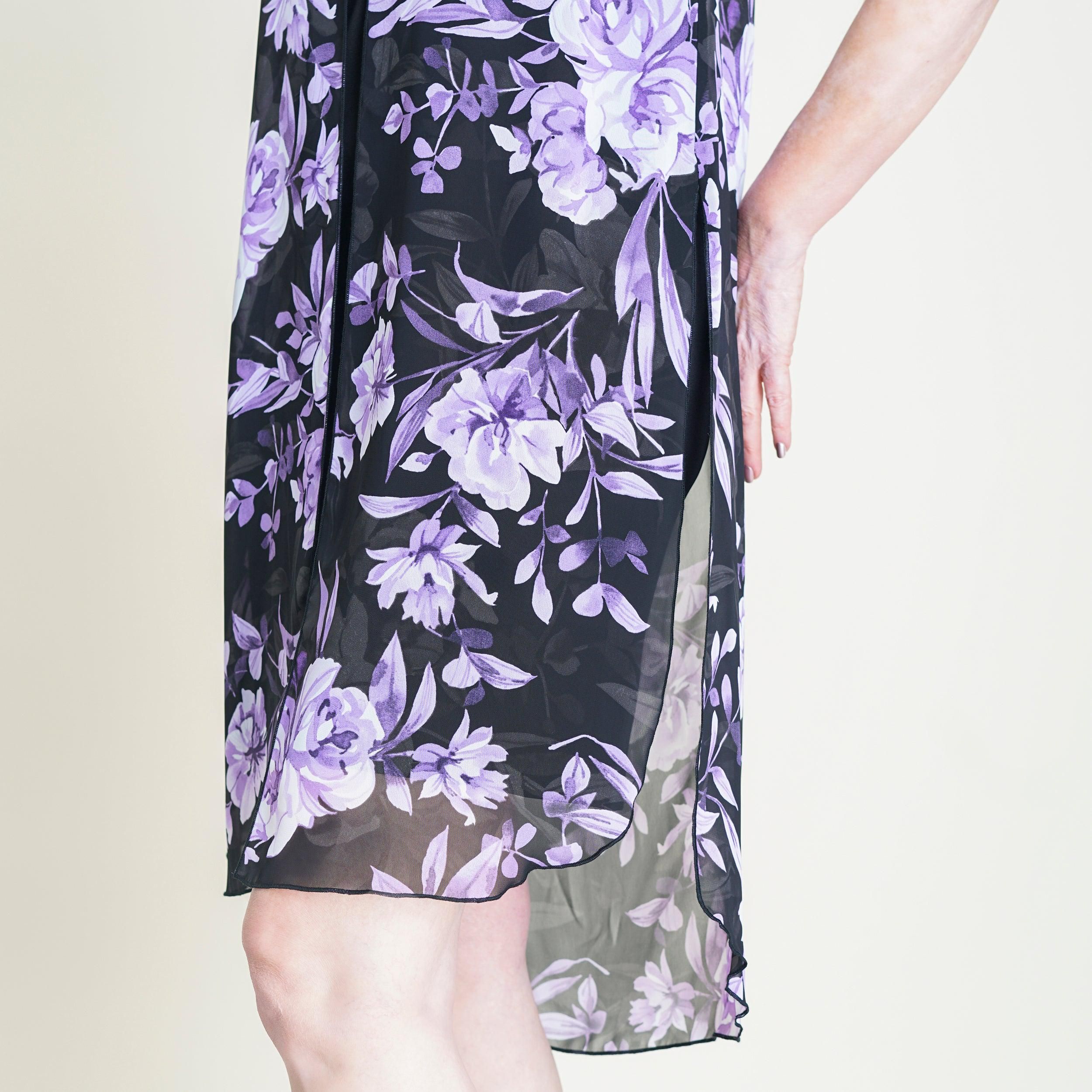 Candice Lilac Floral Chiffon Overlay Dress sold by connected apparel product image thumbnail 4