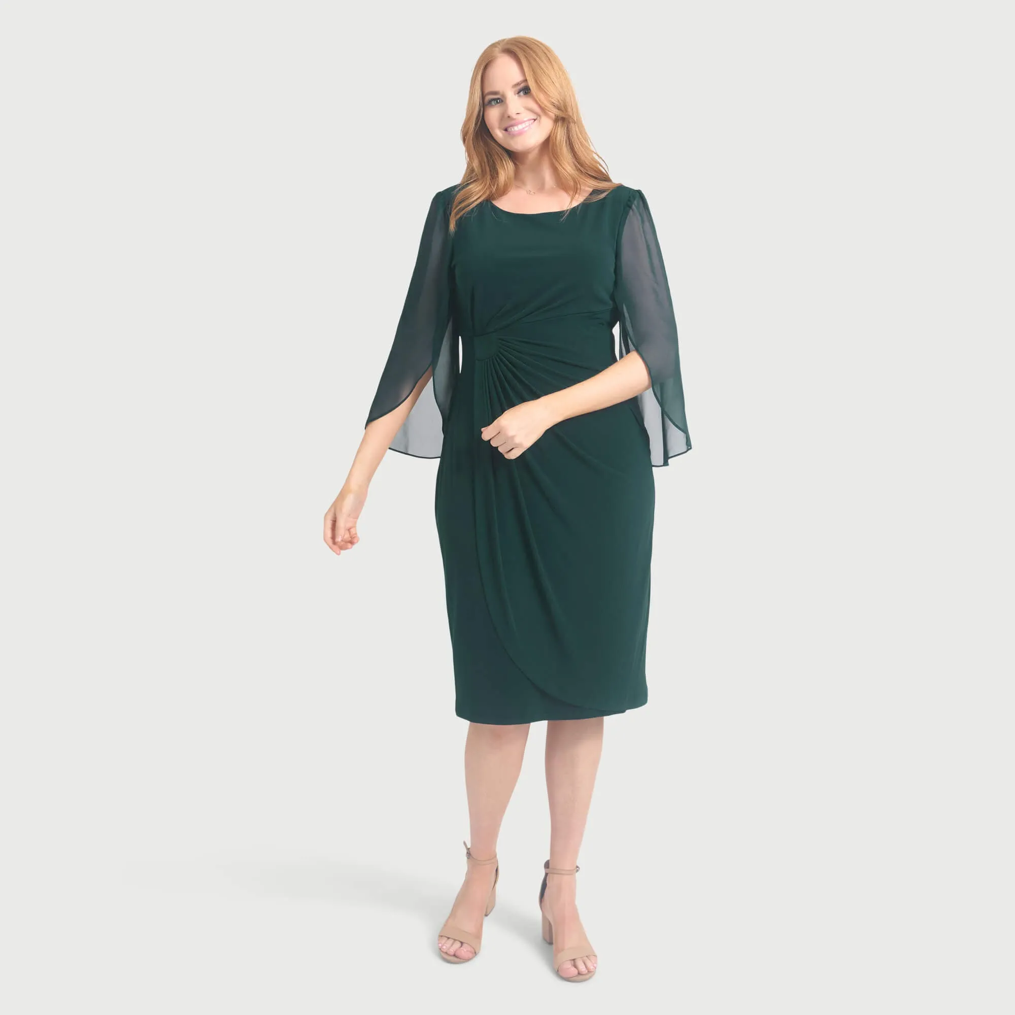 Lisette Hunter Green Faux Wrap Dress sold by connected apparel product image thumbnail 2