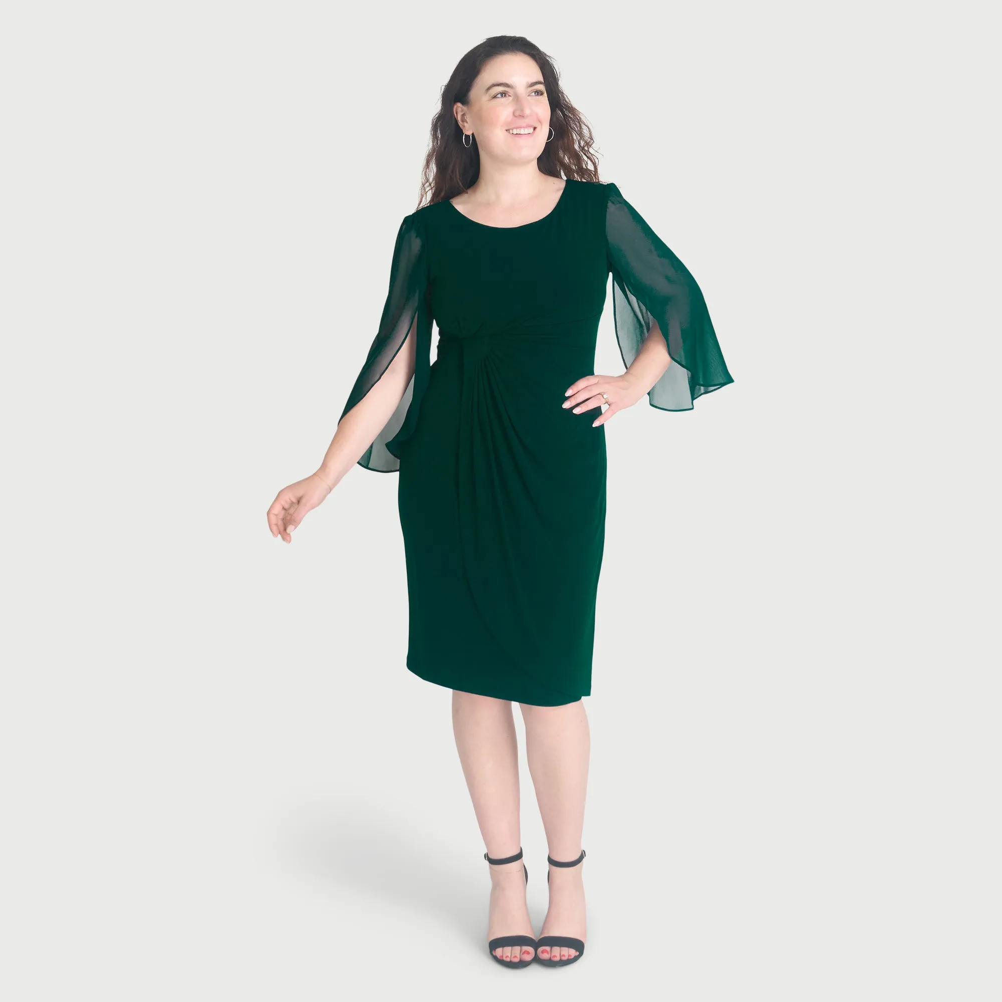 Lisette Hunter Green Faux Wrap Dress sold by connected apparel product image thumbnail 5