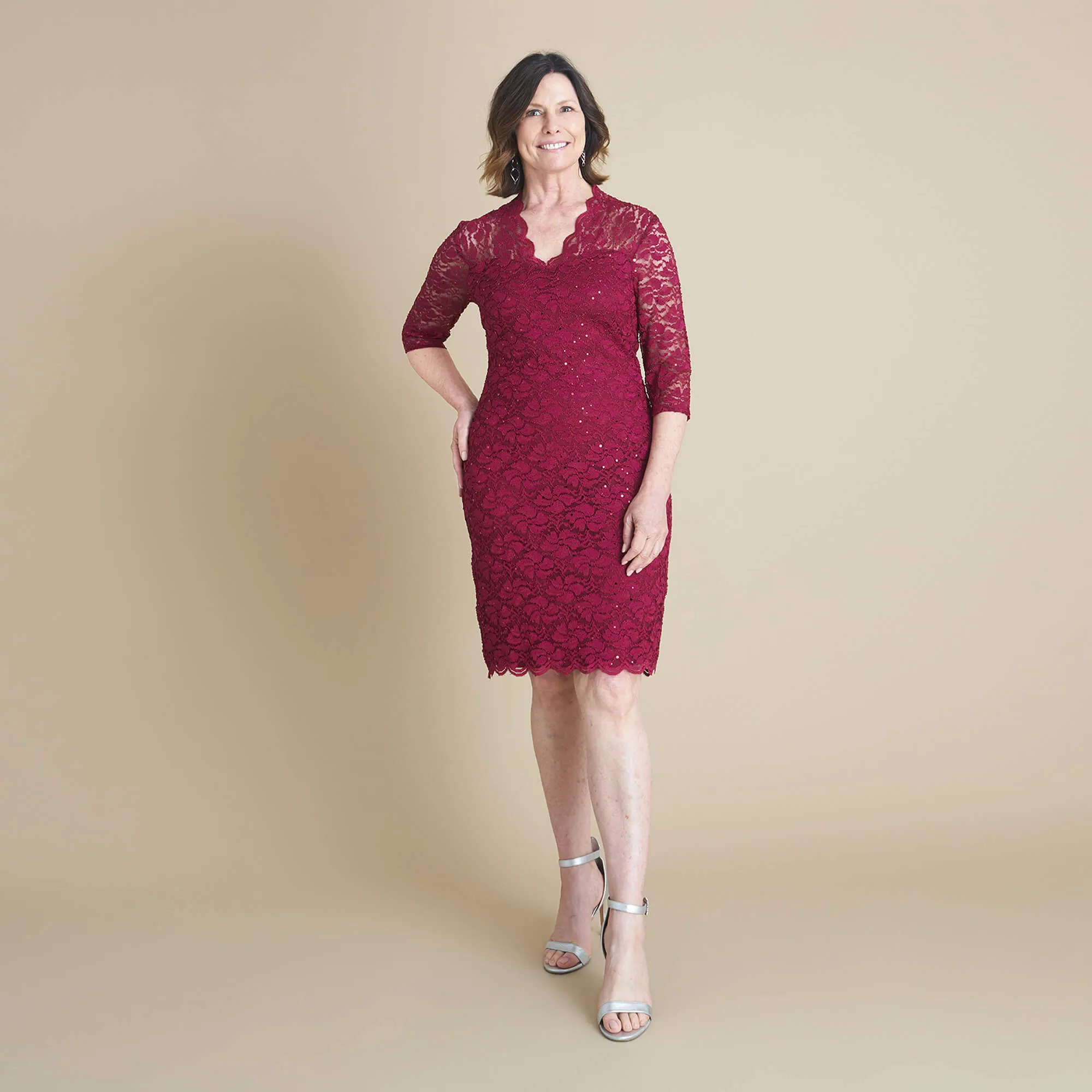 Gwendolyn Cabernet Sequin Lace Dress sold by connected apparel product image thumbnail 2