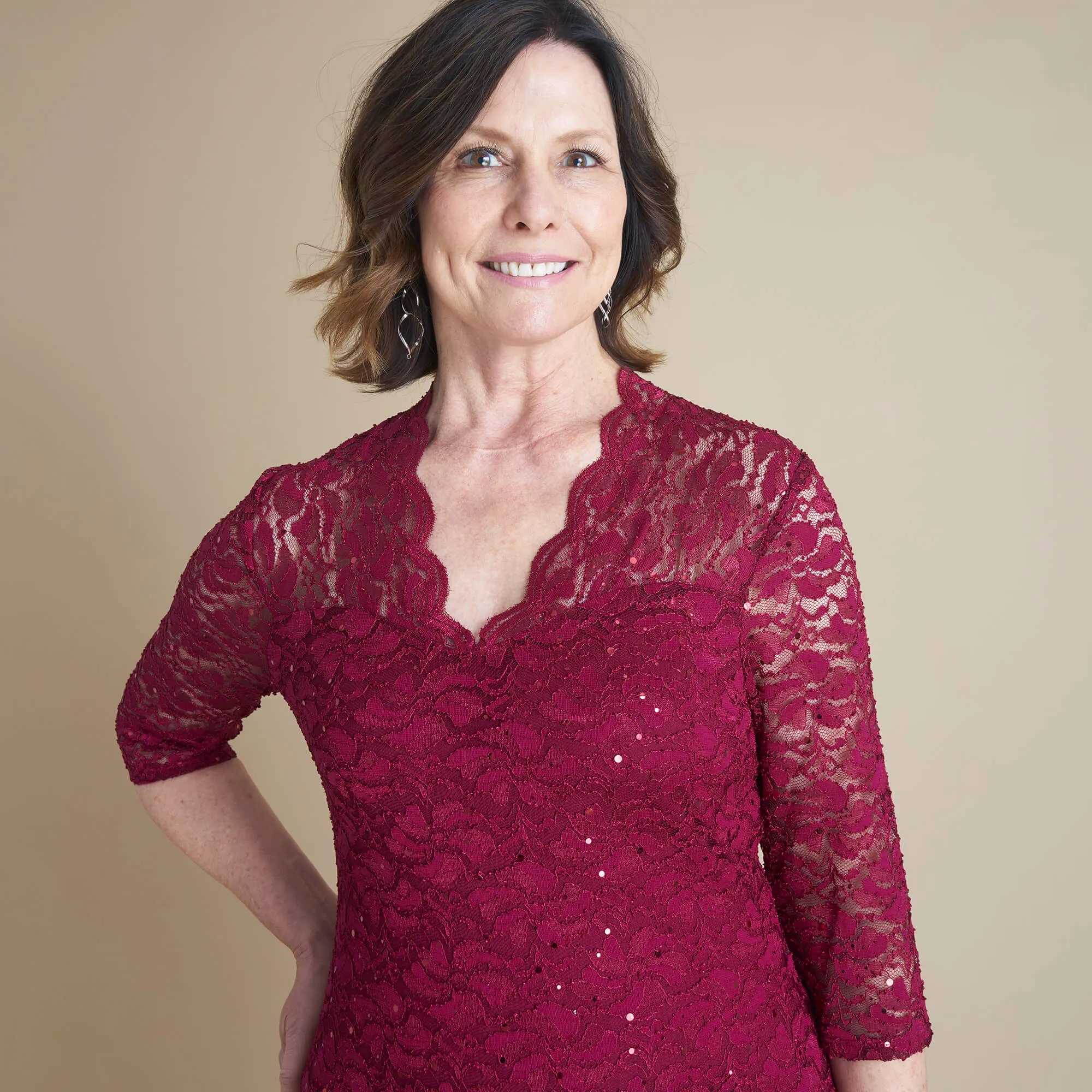 Gwendolyn Cabernet Sequin Lace Dress sold by connected apparel product image thumbnail 3