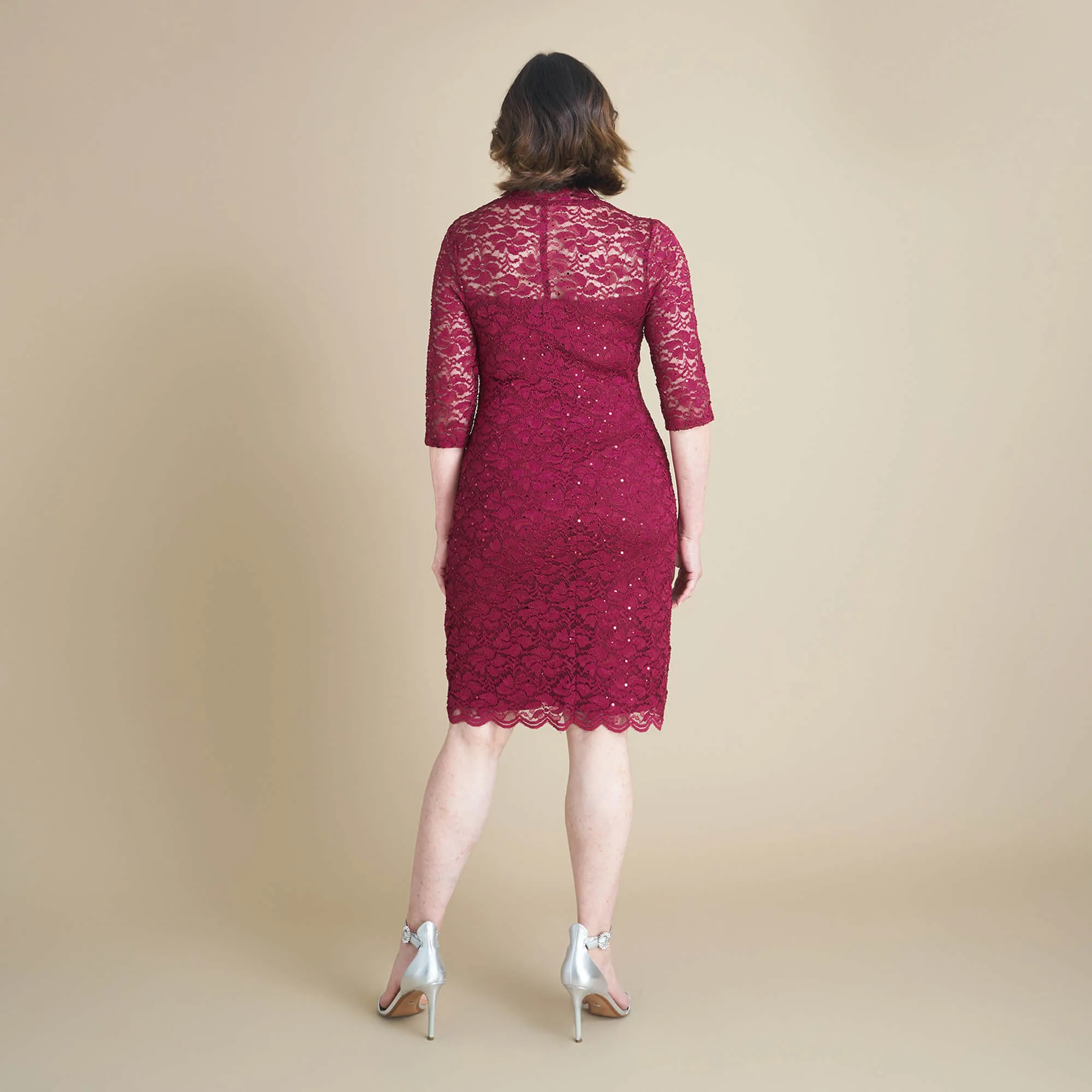 Gwendolyn Cabernet Sequin Lace Dress sold by connected apparel product image thumbnail 4
