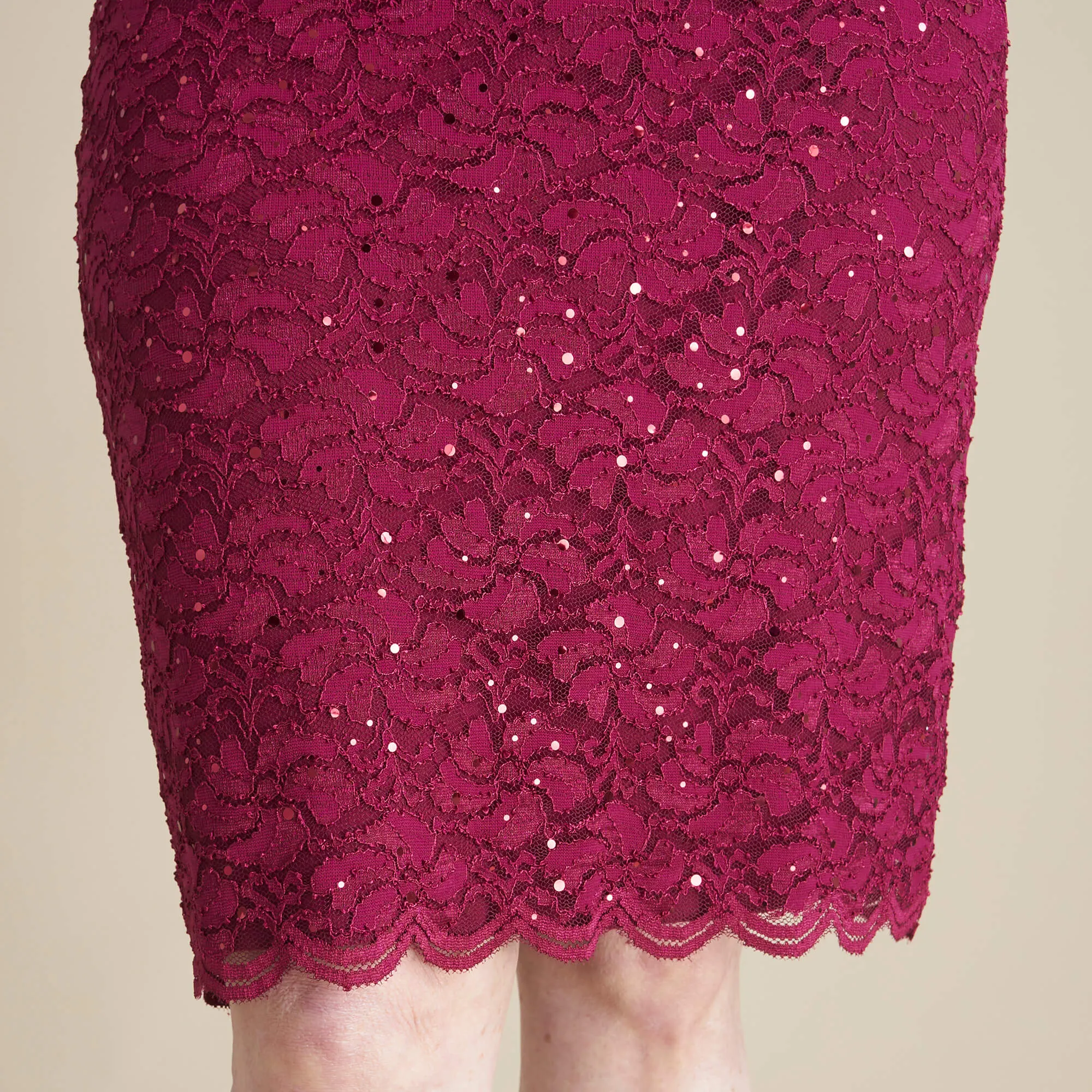 Gwendolyn Cabernet Sequin Lace Dress sold by connected apparel product image thumbnail 5