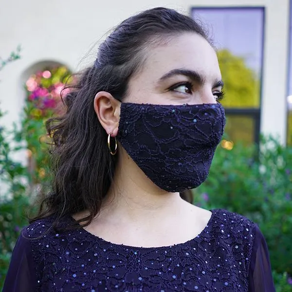 Navy Lace Sequin Mask sold by connected apparel product image thumbnail 3