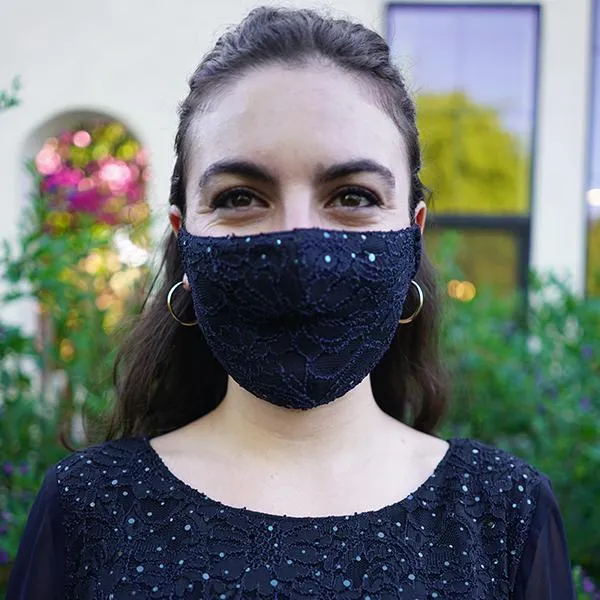Navy Lace Sequin Mask sold by connected apparel product image thumbnail 2