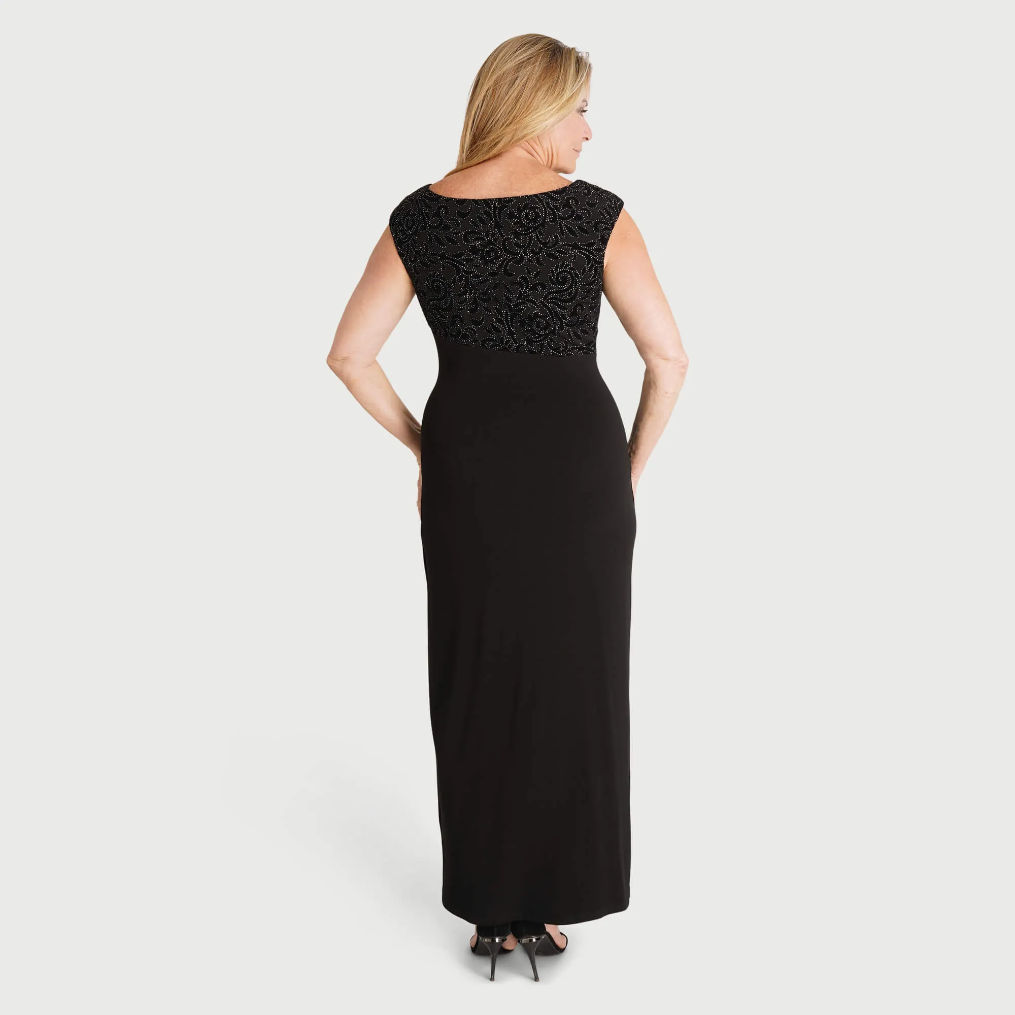 Lisa Gold Sequin Floor Length Dress sold by connected apparel product image thumbnail 4