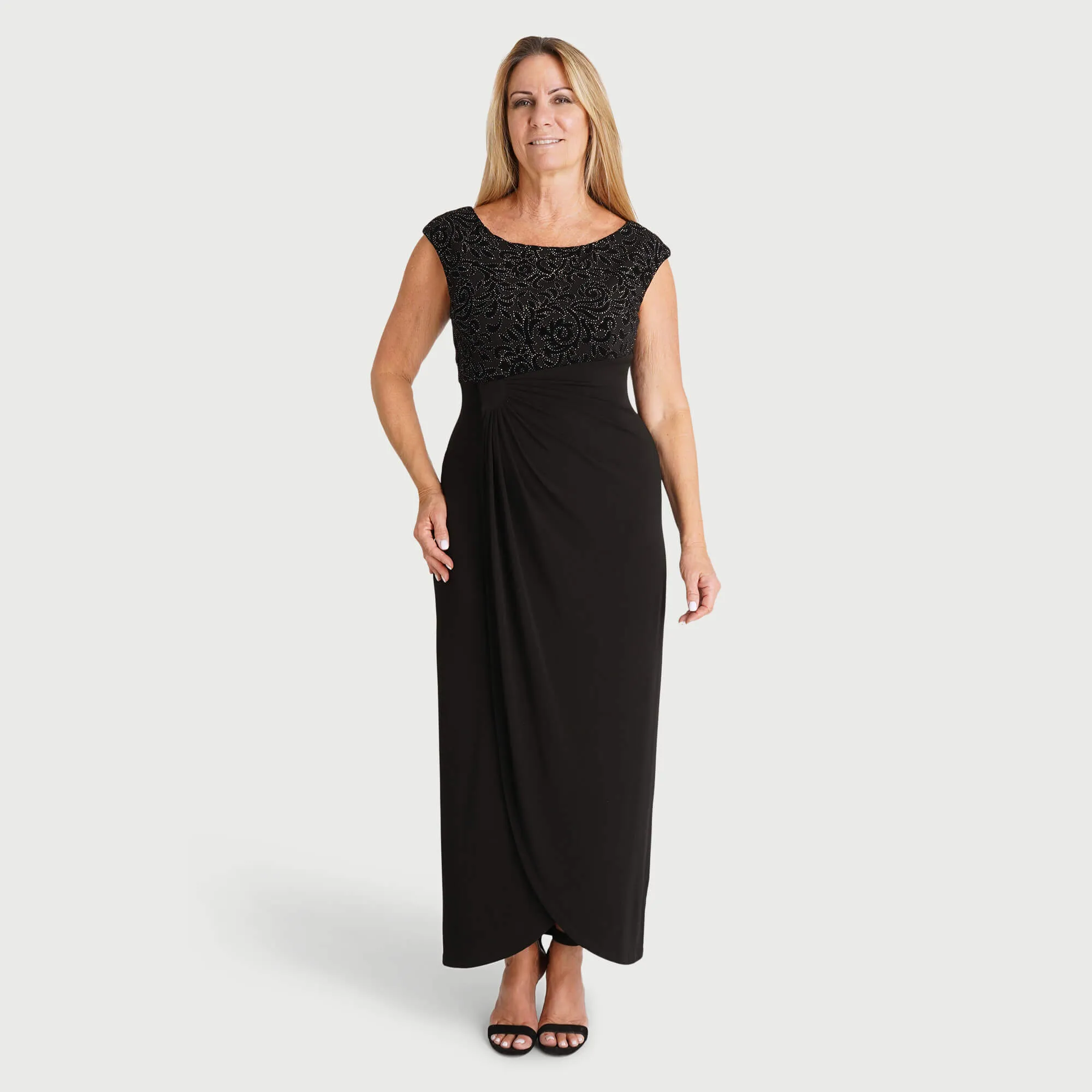 Lisa Gold Sequin Floor Length Dress sold by connected apparel product image thumbnail 2