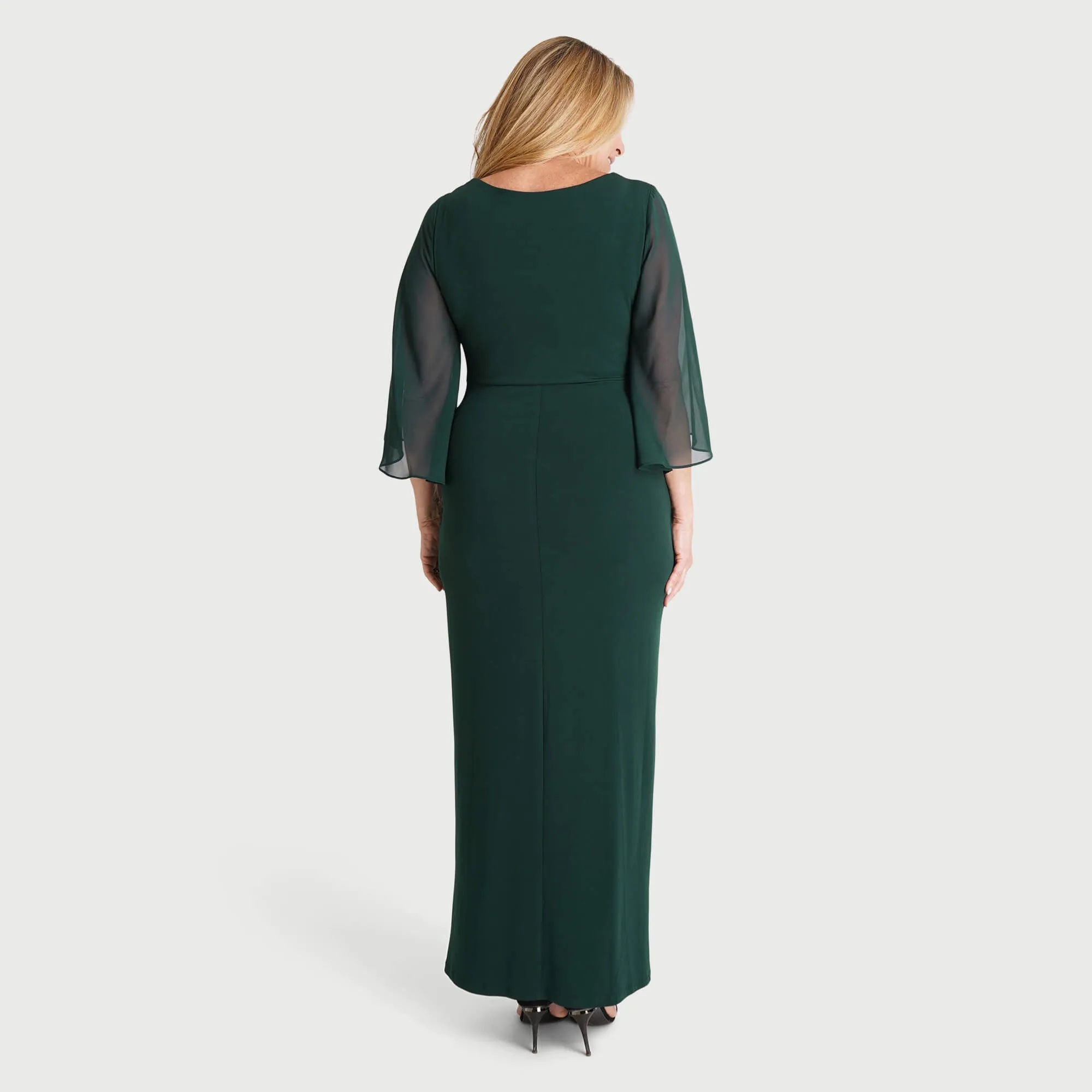 Carrie Hunter Green Asymmetrical Floor Length Dress sold by connected apparel product image thumbnail 3