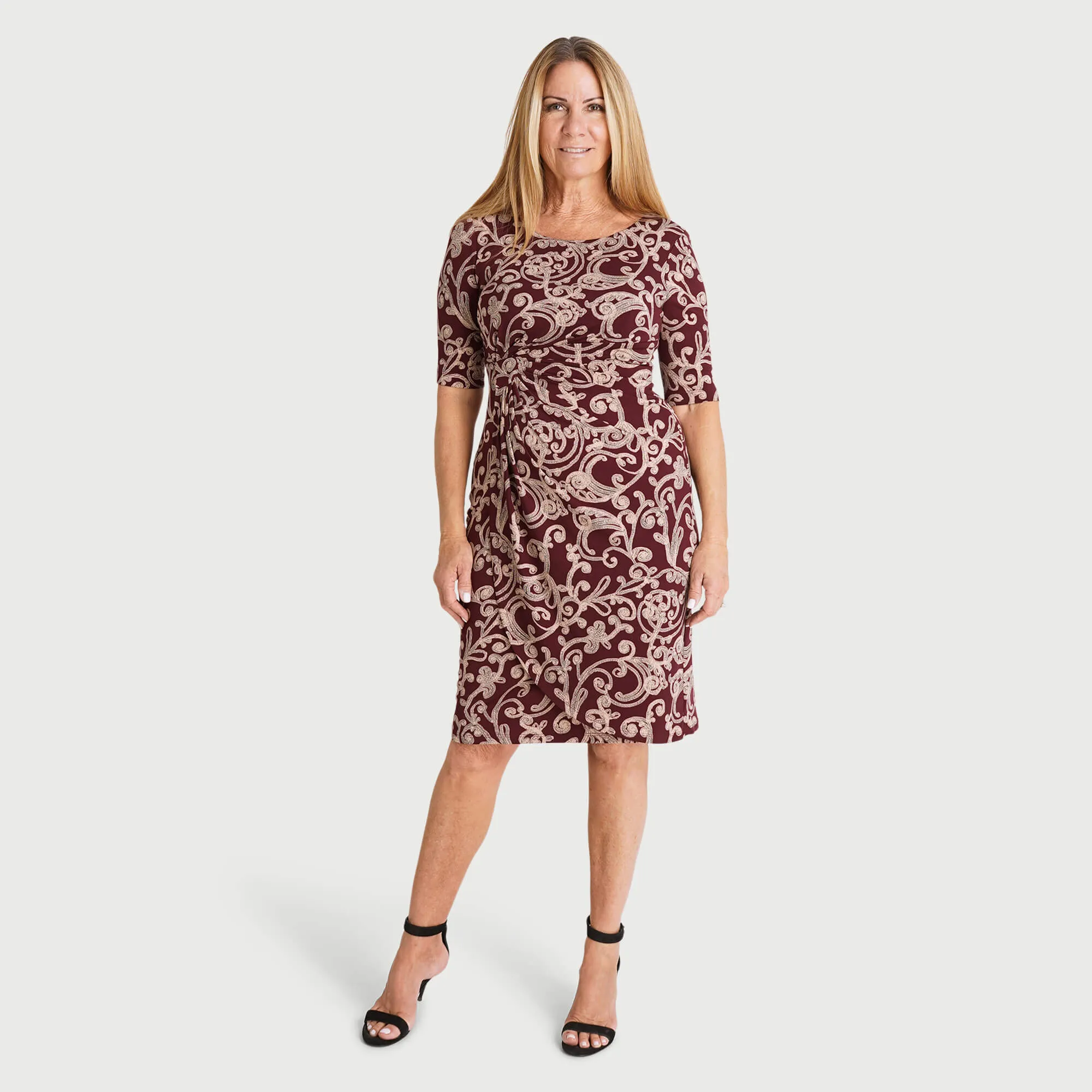 Lisa Wine Faux Wrap Dress sold by connected apparel product image thumbnail 2
