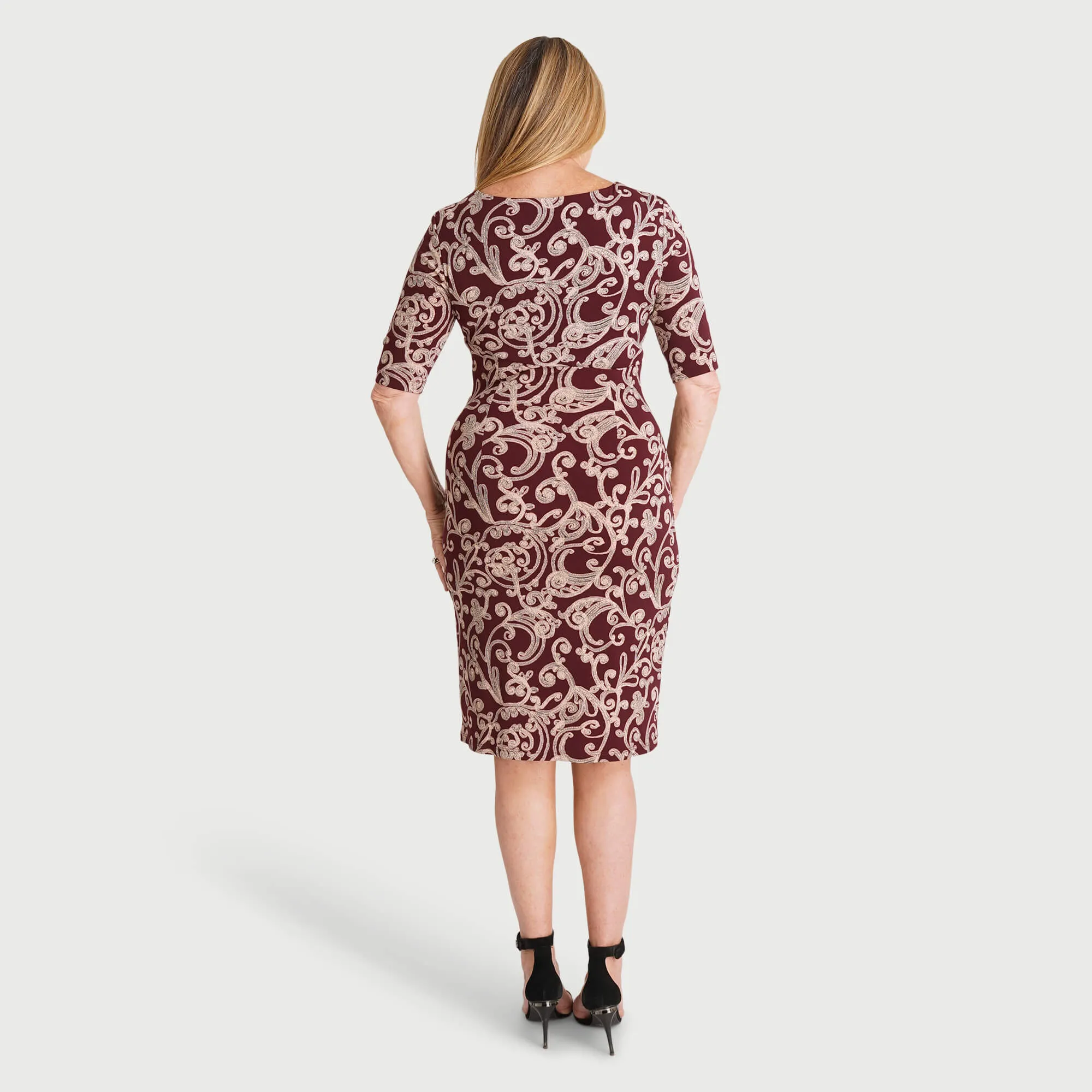 Lisa Wine Faux Wrap Dress sold by connected apparel product image thumbnail 4