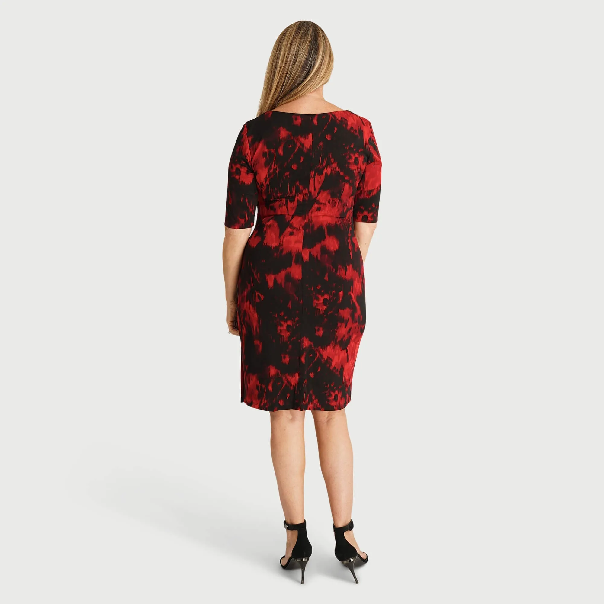 Liz Red Abstract Bodycon Dress sold by connected apparel product image thumbnail 3