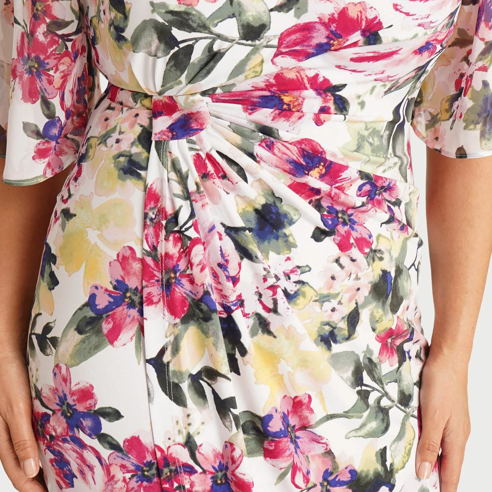 Lisa White Floral Short Sleeve Faux Wrap Dress sold by connected apparel product image thumbnail 2