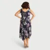 Audrey Navy Floral Asymmetrical Midi Dress sold by connected apparel