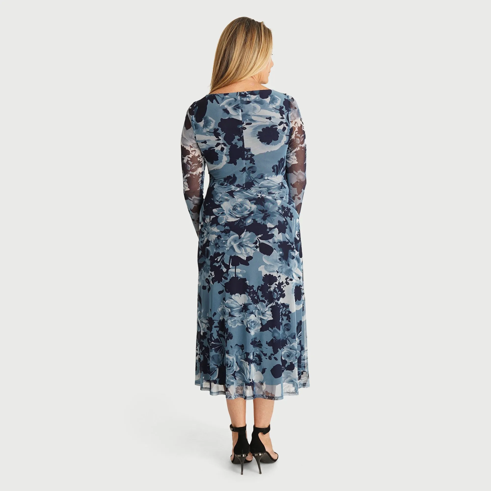 Marlene Navy Sheer Sleeve Midi Dress sold by connected apparel product image thumbnail 4