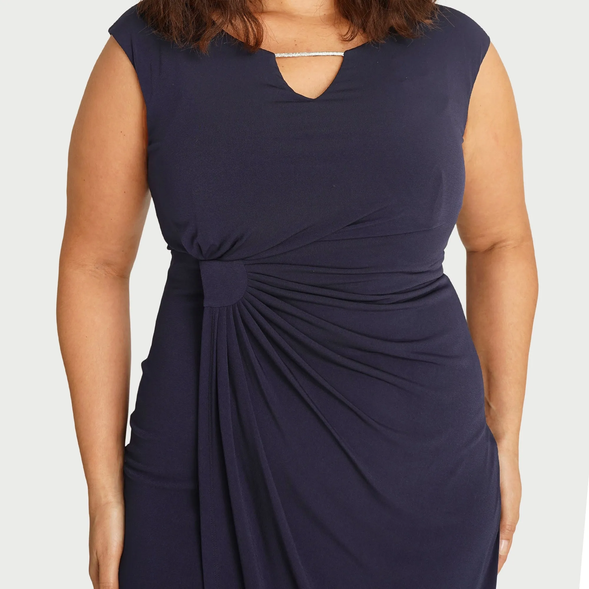 Lisa Rhinestone Detail Bar Navy Faux Wrap Dress sold by connected apparel product image thumbnail 2