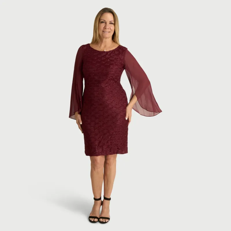 Stevie Bordeaux Eyelash Metallic Dress sold by connected apparel