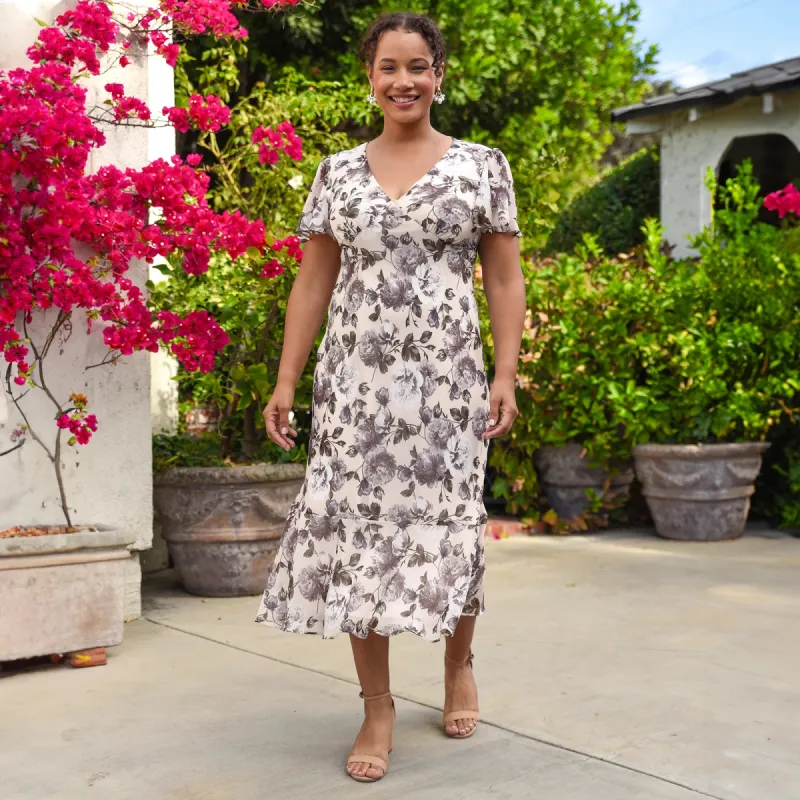 Lily Cameo Floral Midi Dress sold by connected apparel