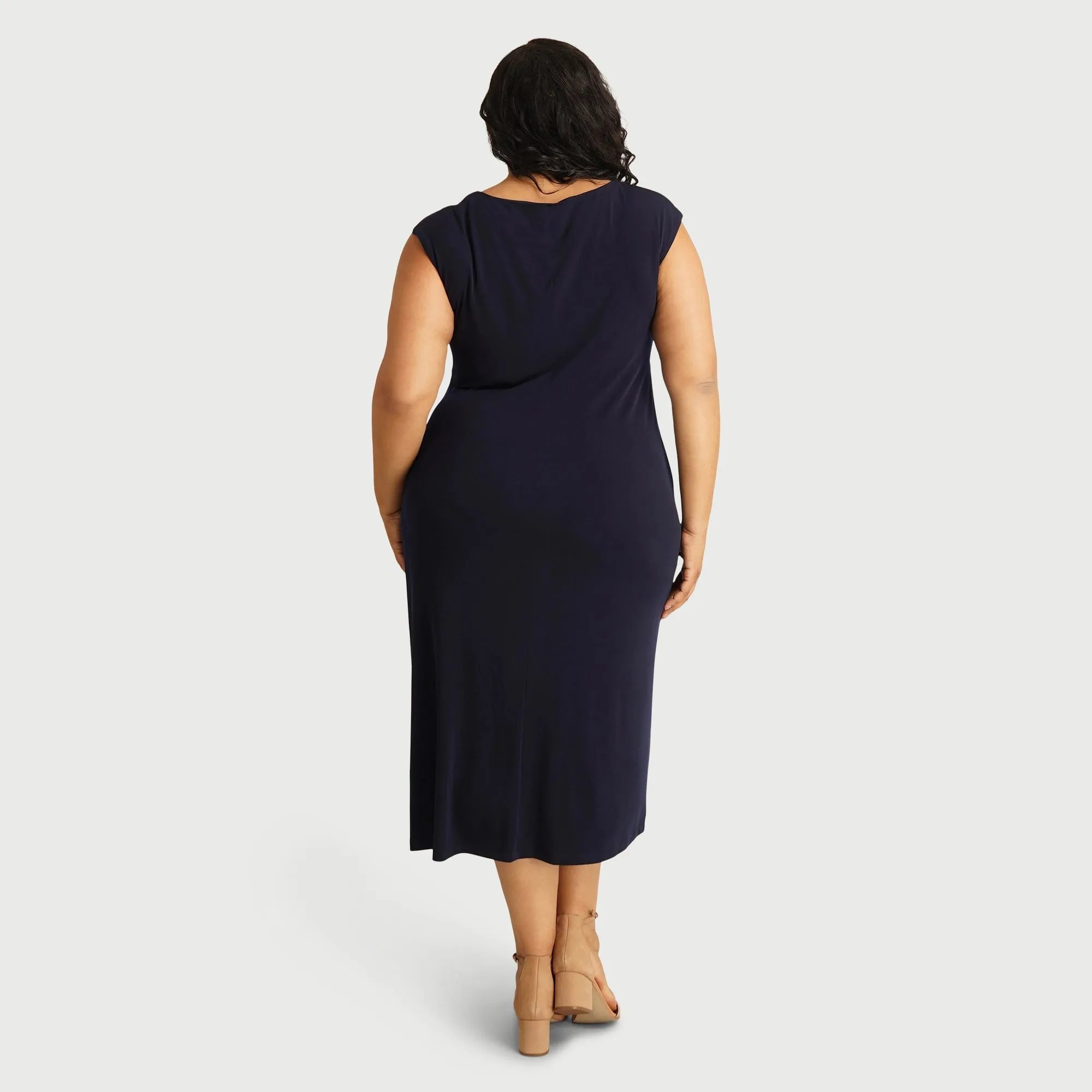 Tonya Navy Cowl Neck Midi Dress sold by connected apparel product image thumbnail 4