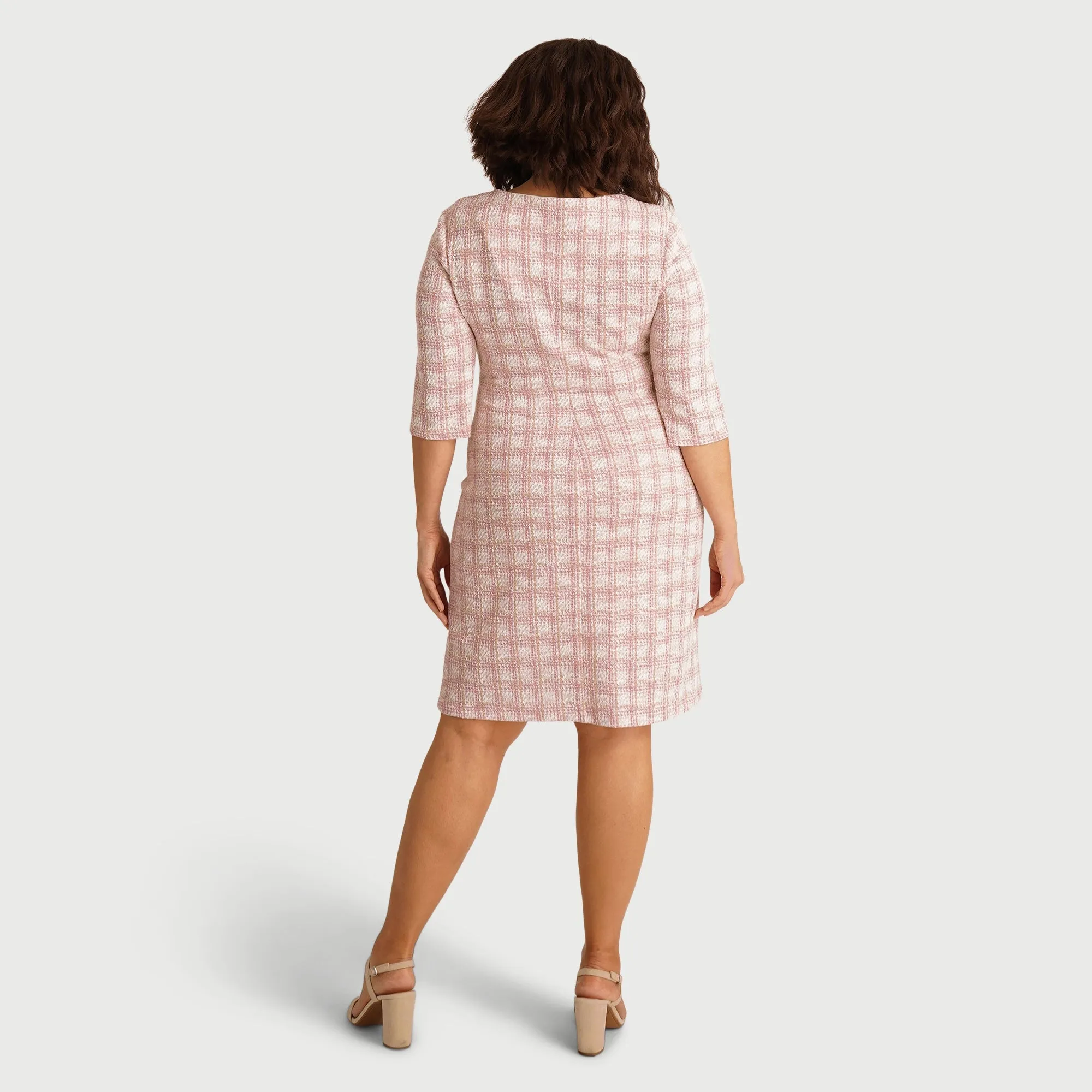 Jacqueline Blush Plaid Sheath Dress sold by connected apparel product image thumbnail 4