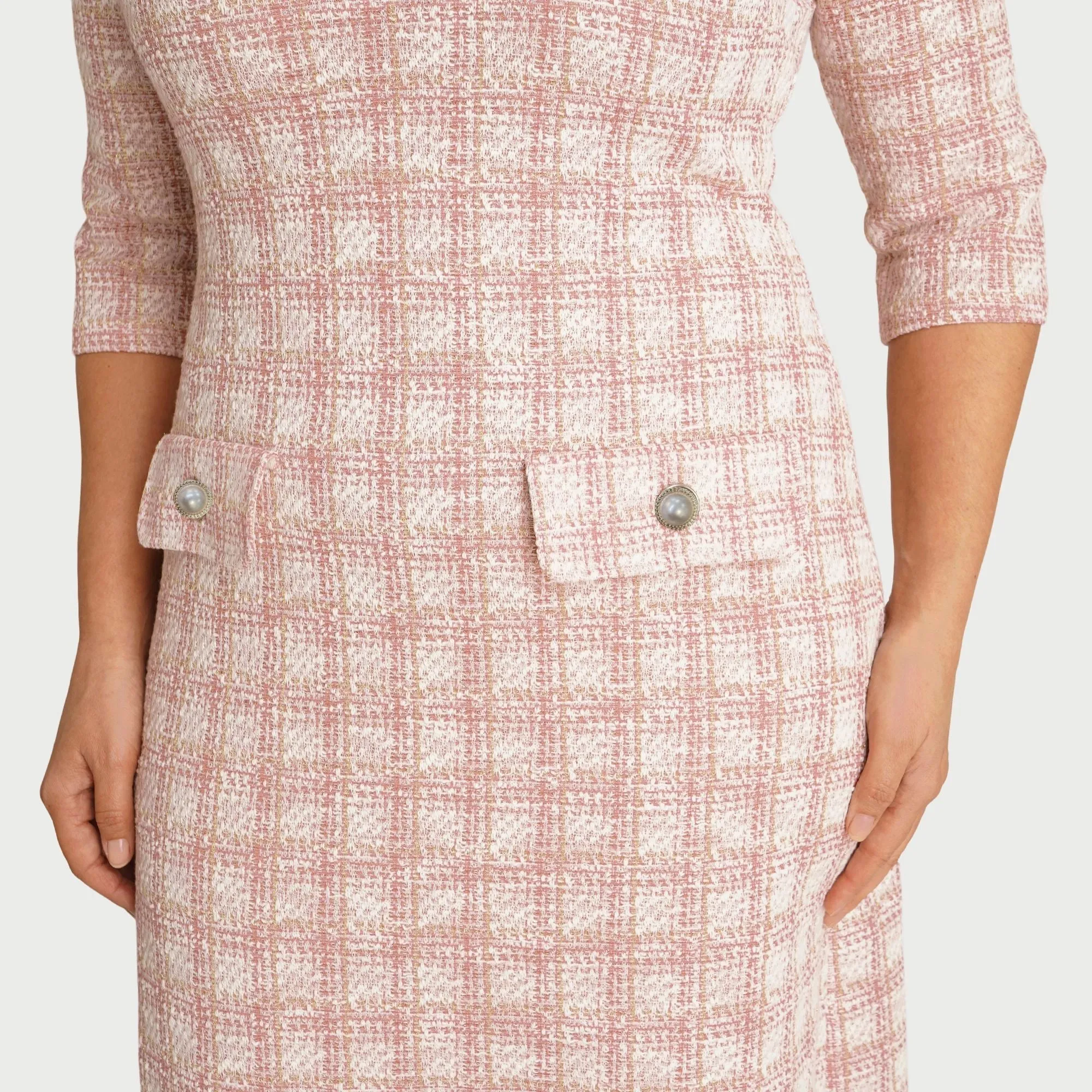 Jacqueline Blush Plaid Sheath Dress sold by connected apparel product image thumbnail 3