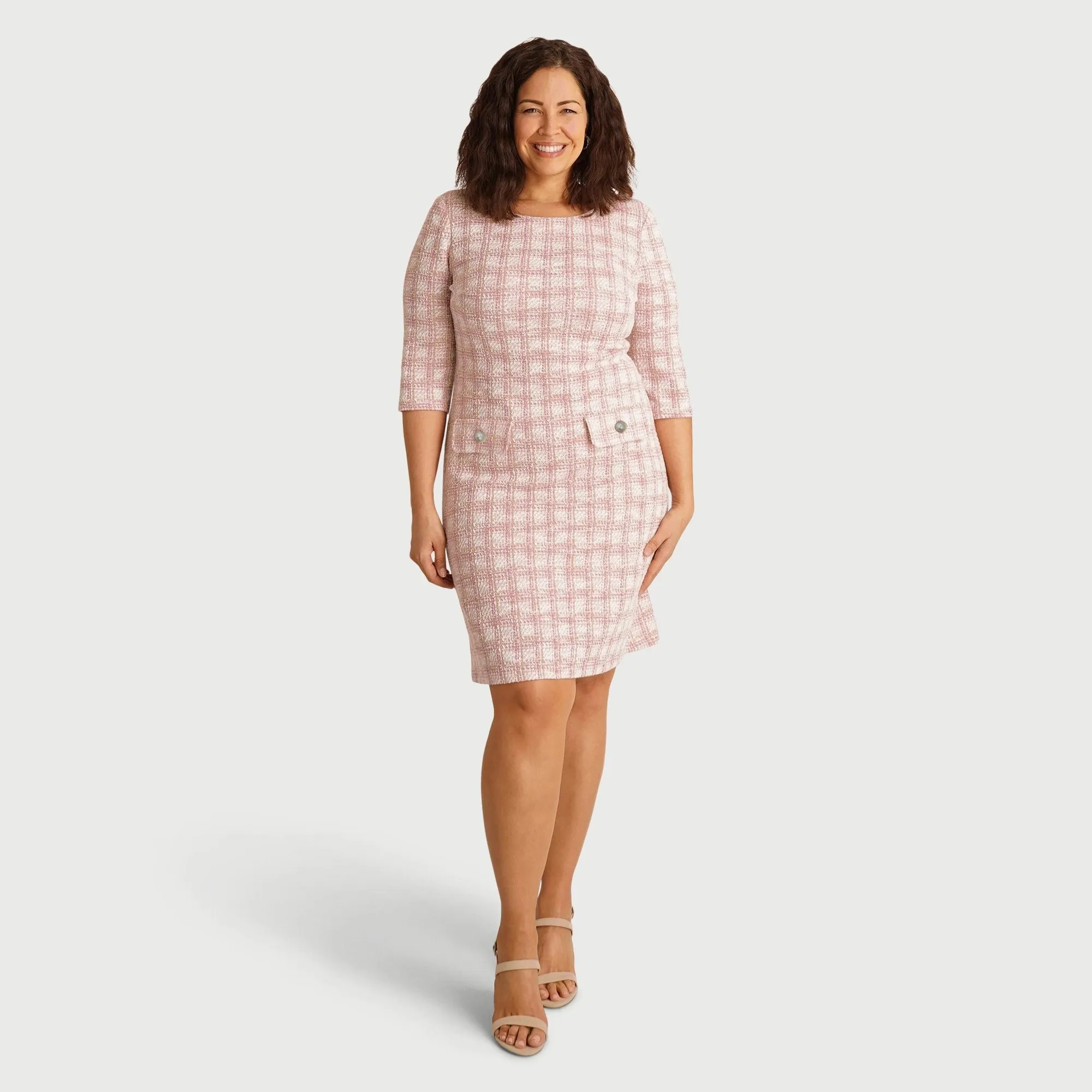 Jacqueline Blush Plaid Sheath Dress sold by connected apparel product image thumbnail 2