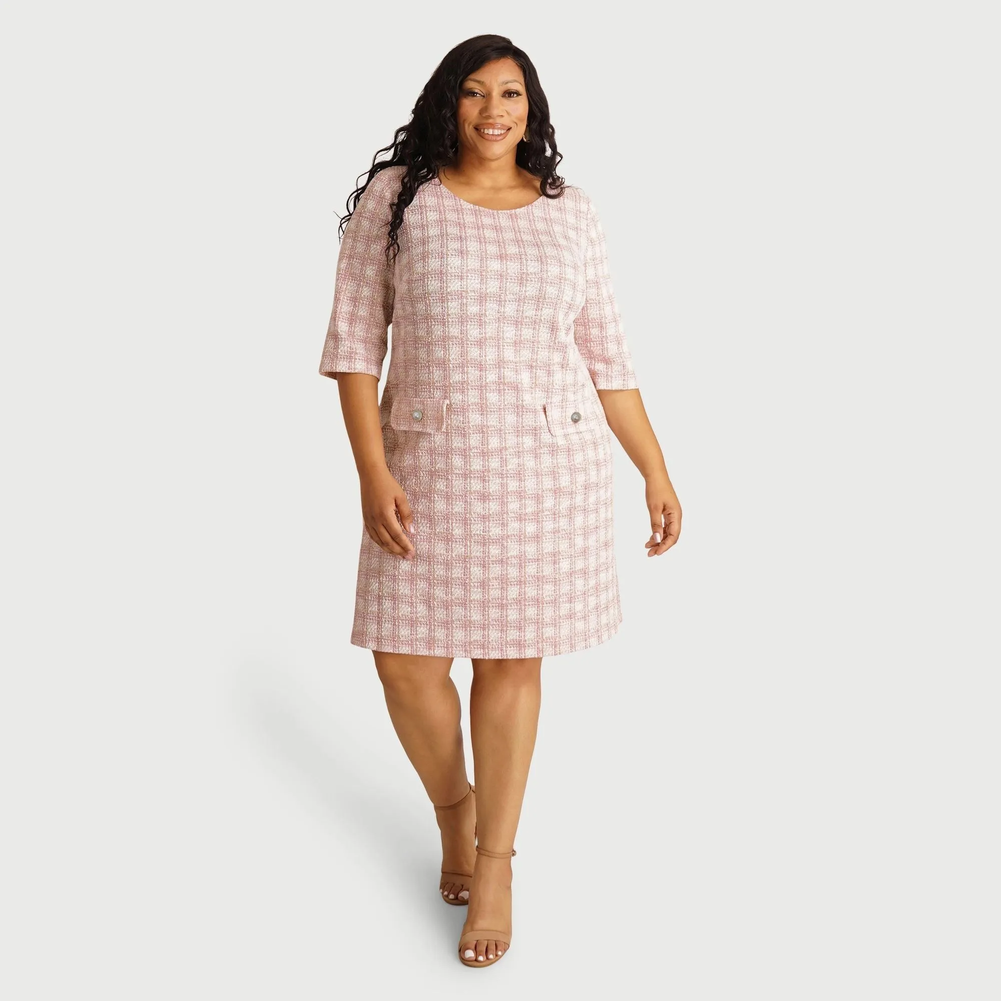 Jacqueline Blush Plaid Sheath Dress sold by connected apparel product image thumbnail 5