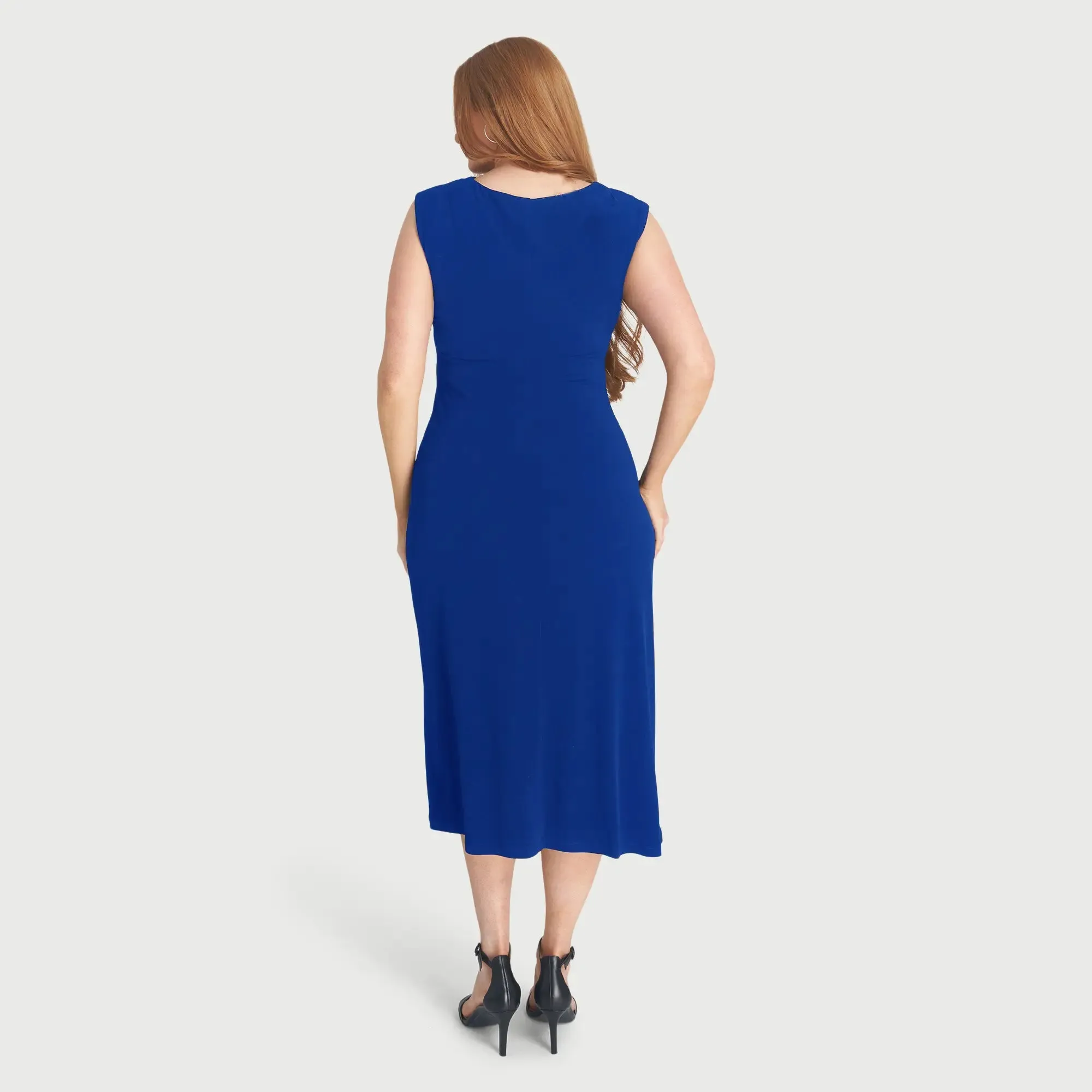 Tonya Deep Cobalt Cowl Neck Midi Dress sold by connected apparel product image thumbnail 4